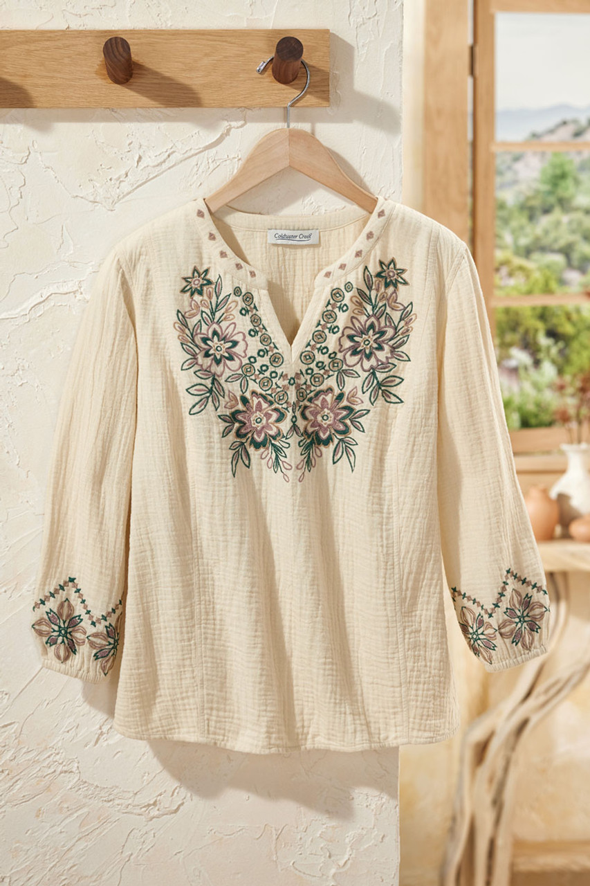 Bellisa Embroidered Gauze Top