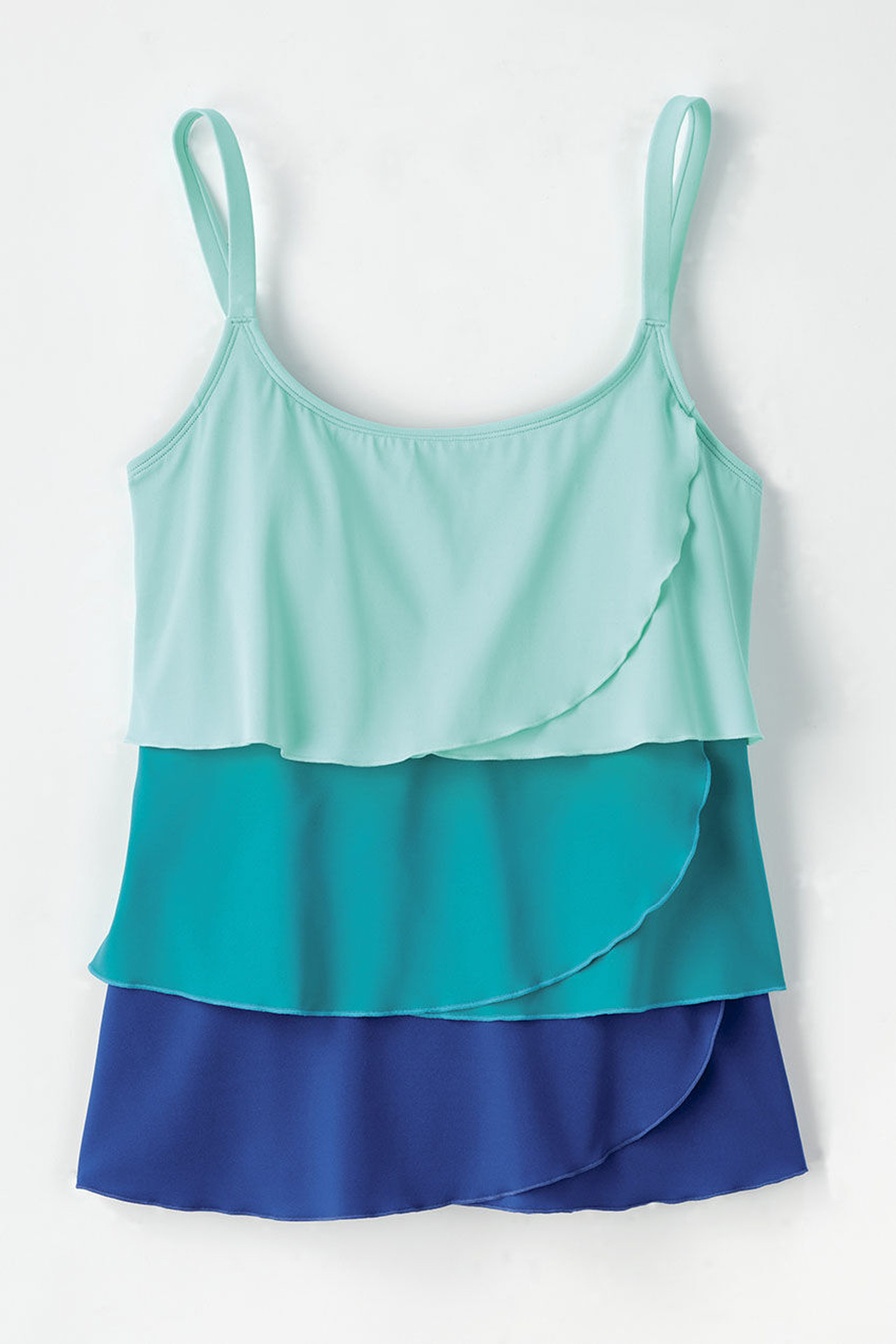 Colorblock Ruffled Tankini Top
