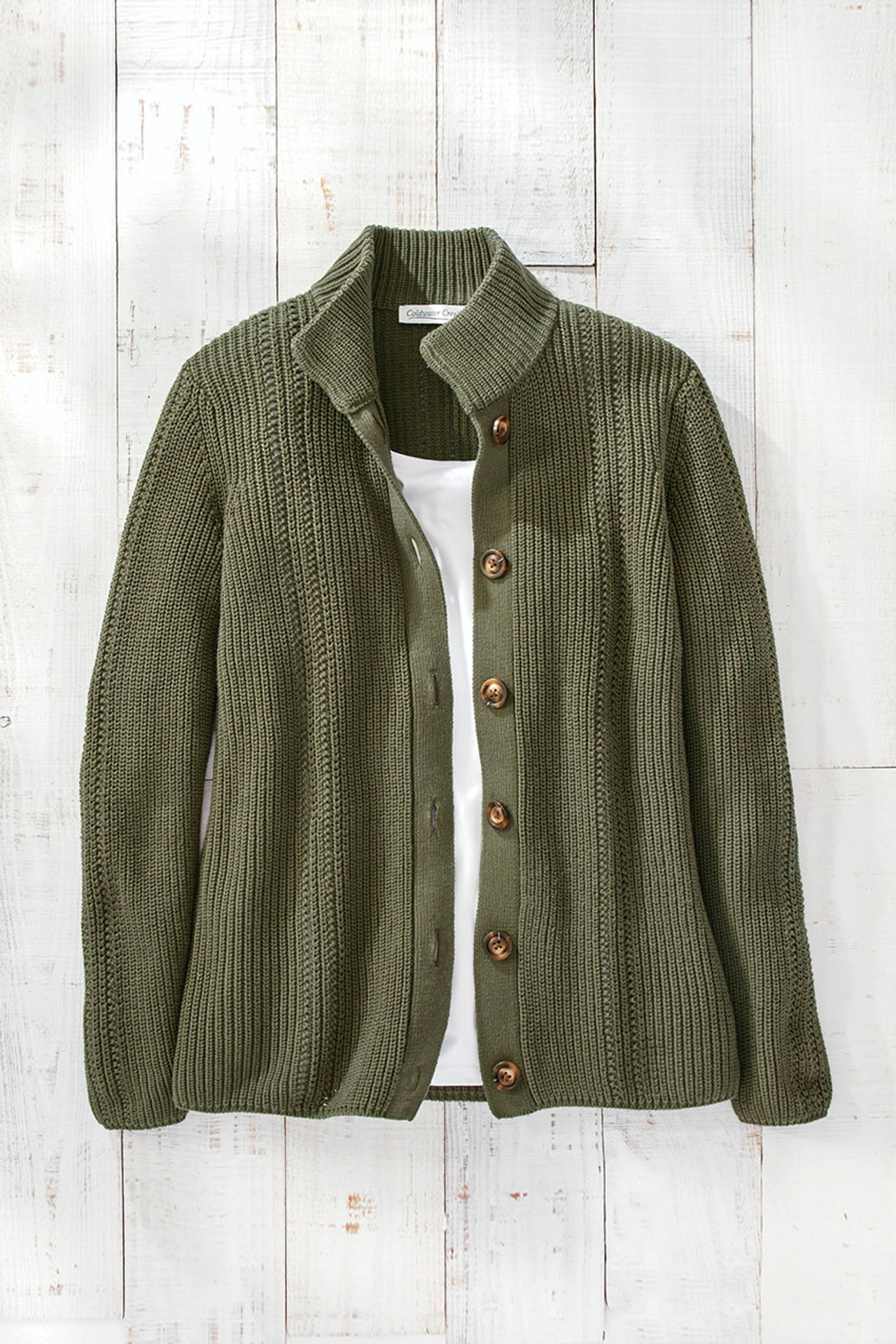 Shaker Detail Button Cardigan