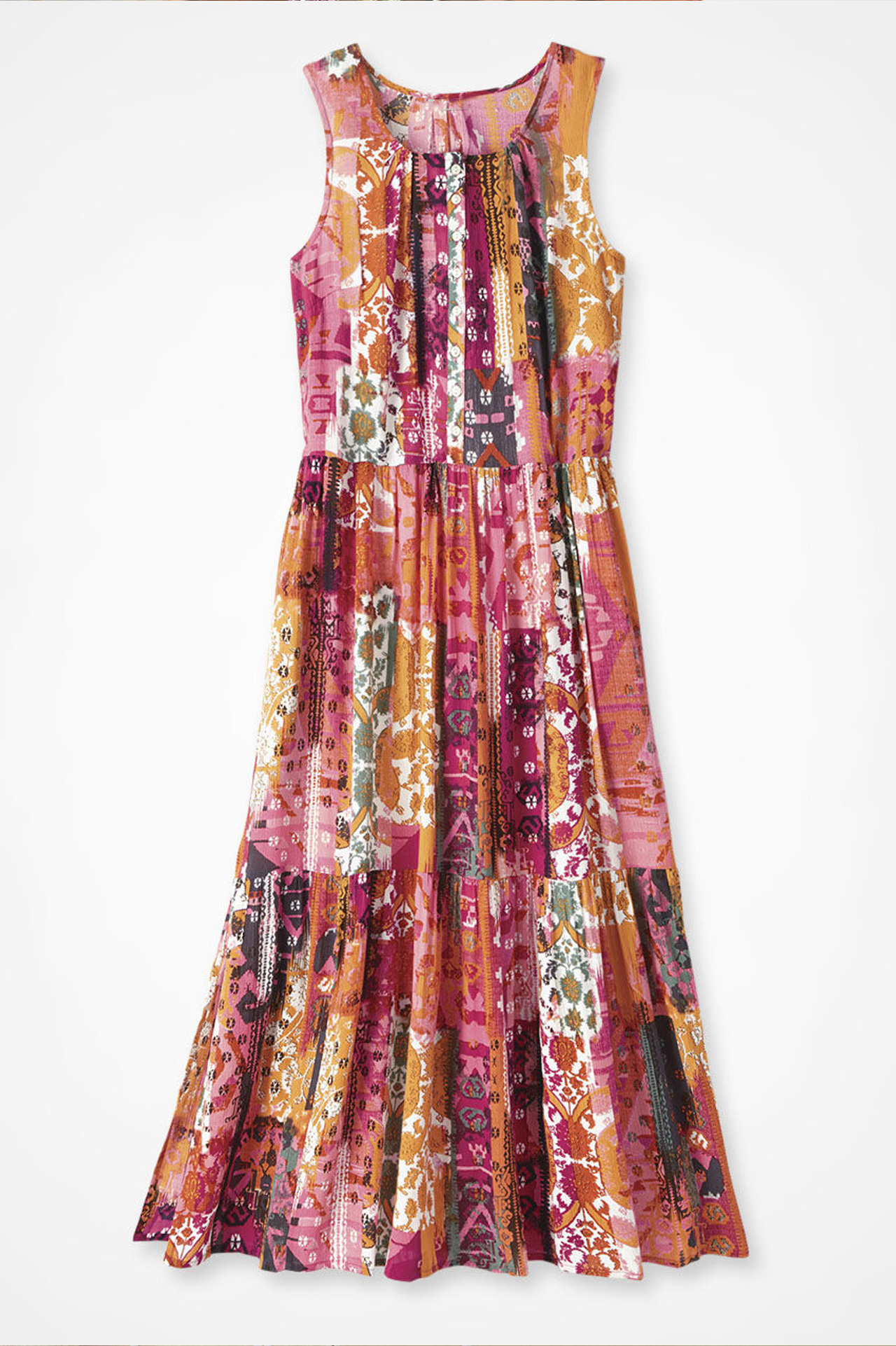 Button Front printed flounce hem dress