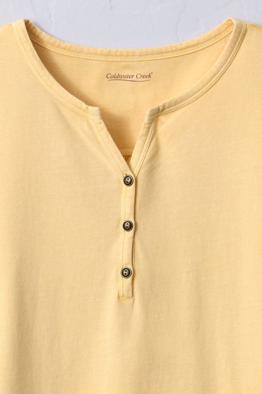 Vintage-Wash Solid Long-Sleeve Henley