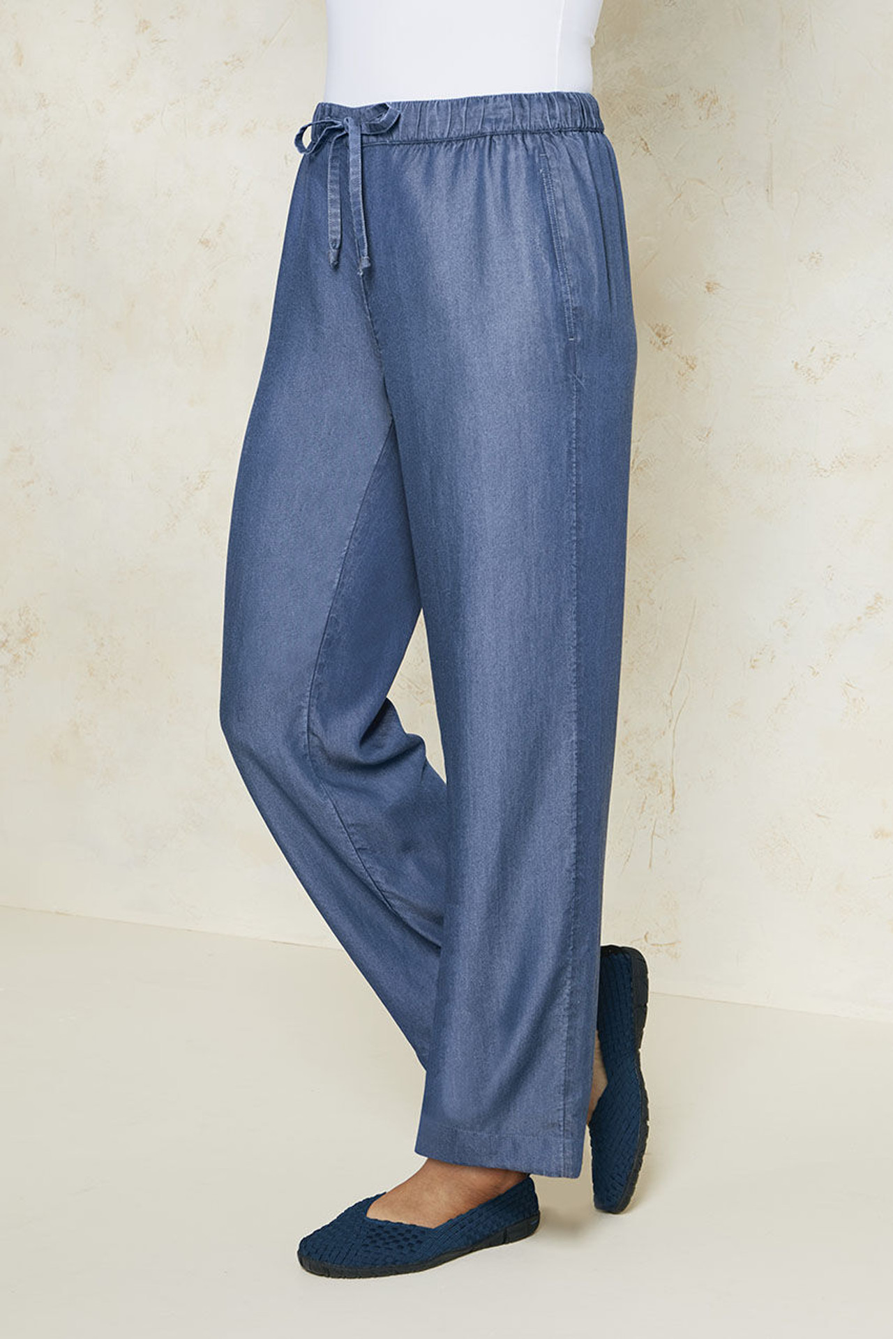 Wide-Leg Cotton/Tencel? Pants