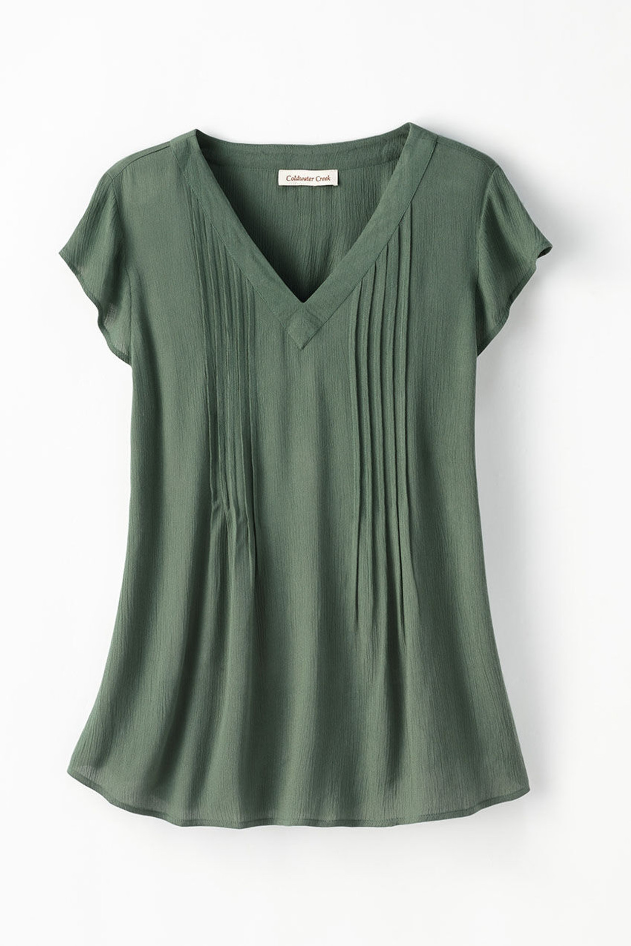 Solstice Tuck-and-Release Cap-Sleeve Blouse