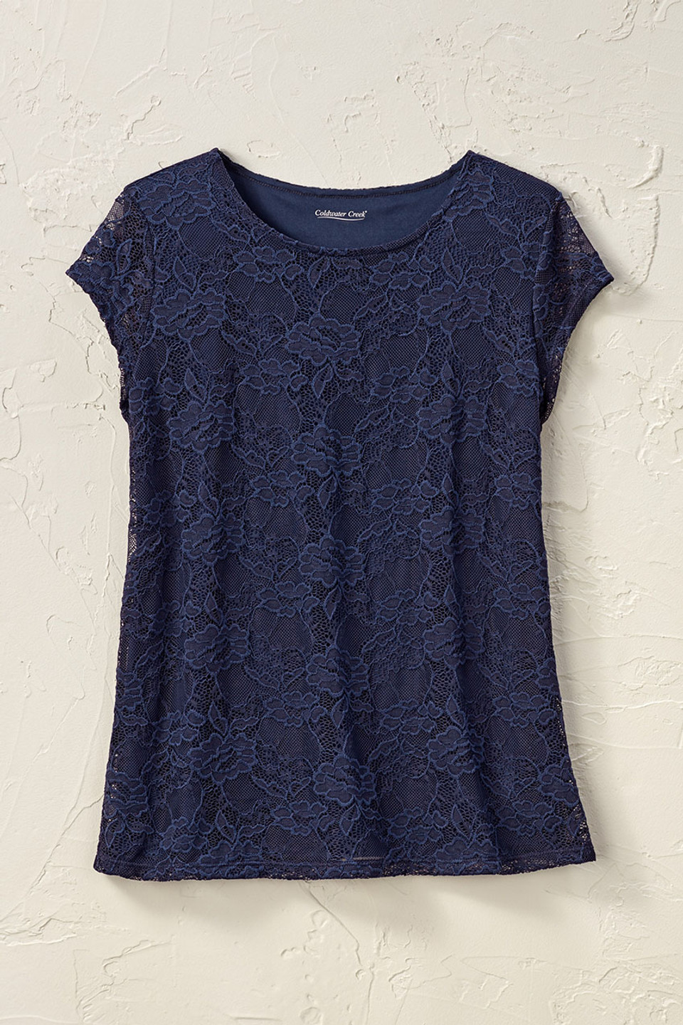 Cap-Sleeve Stretch Lace Tee