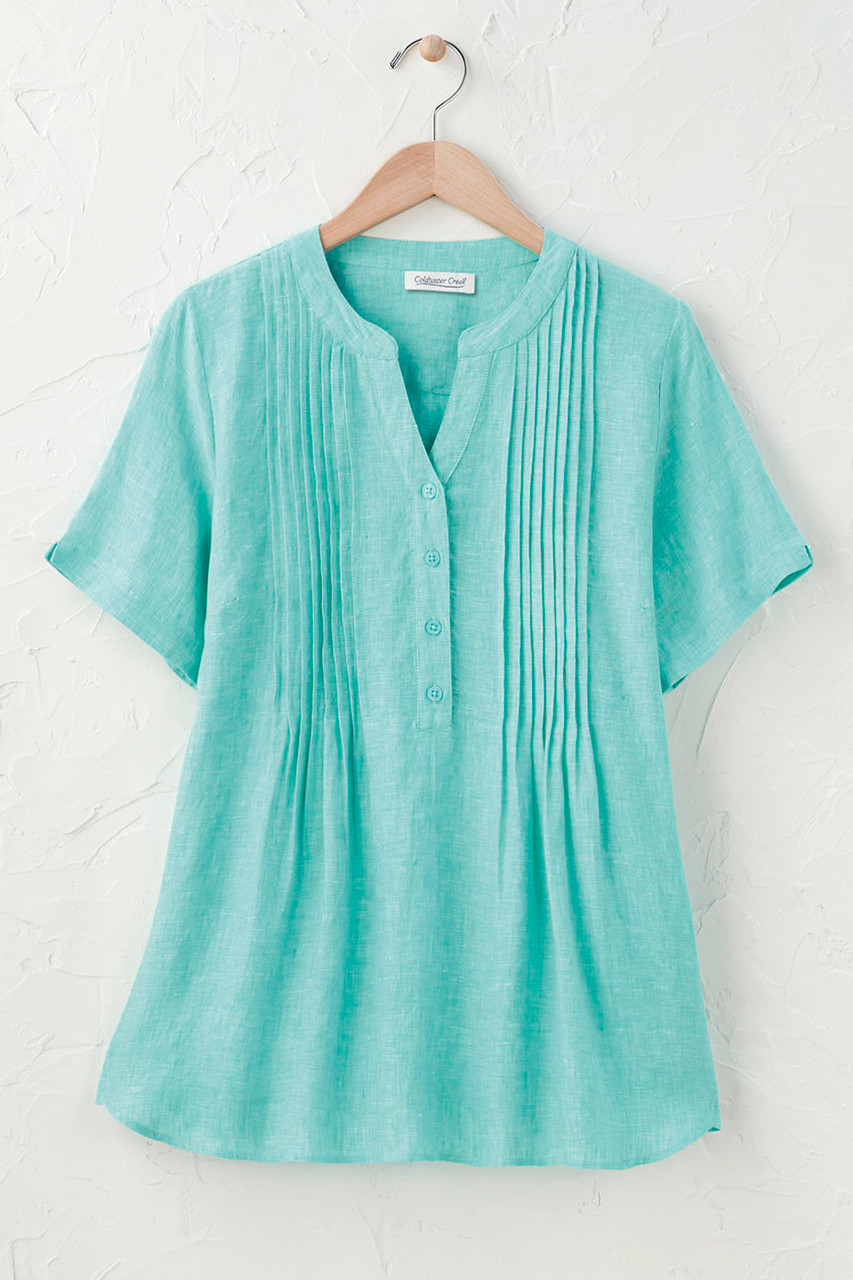 Linen Tuck-and-Release Blouse
