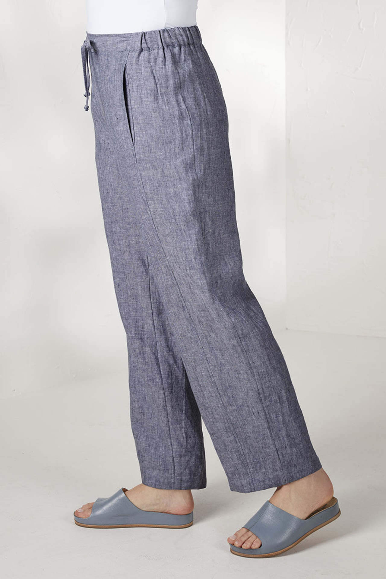 Cross Dye Linen Ankle Pants
