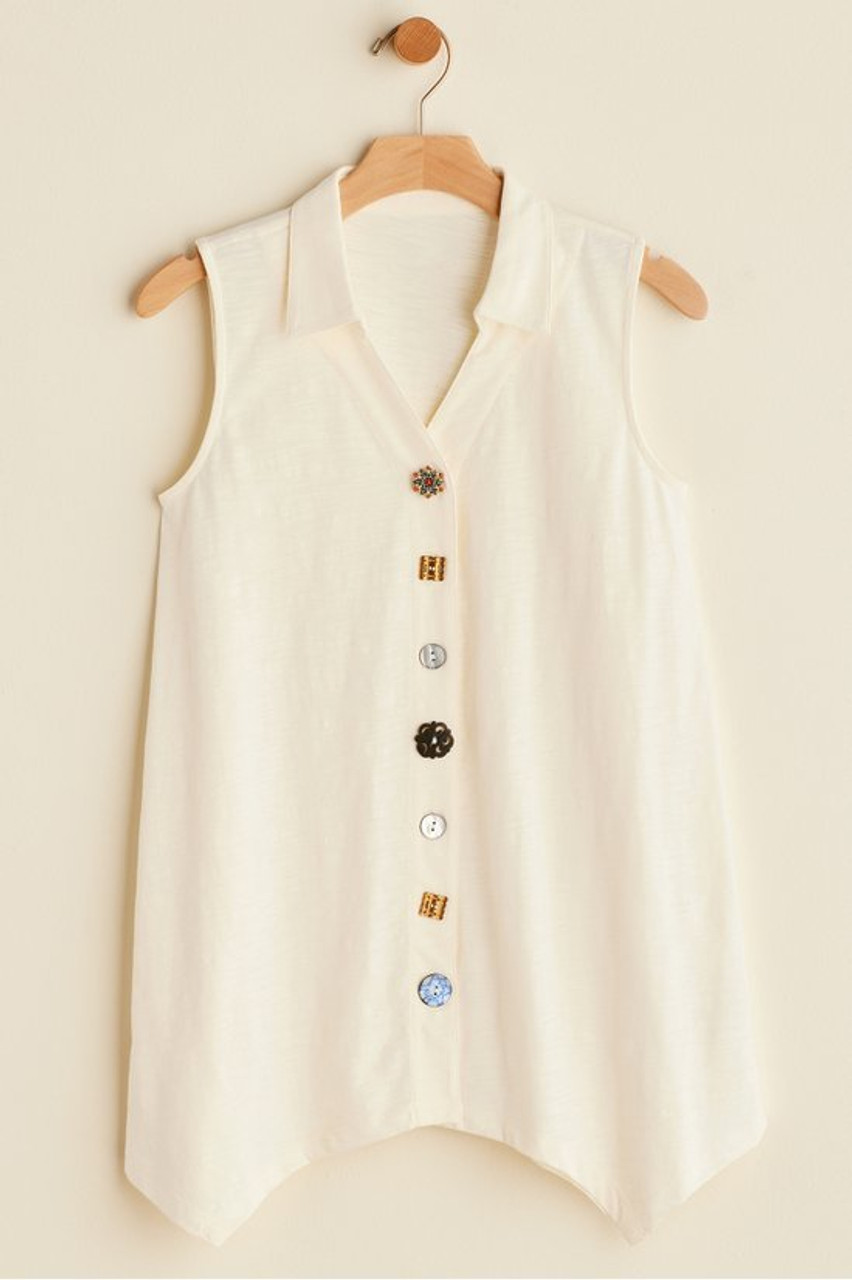 Danielle Button Sleeveless Tunic