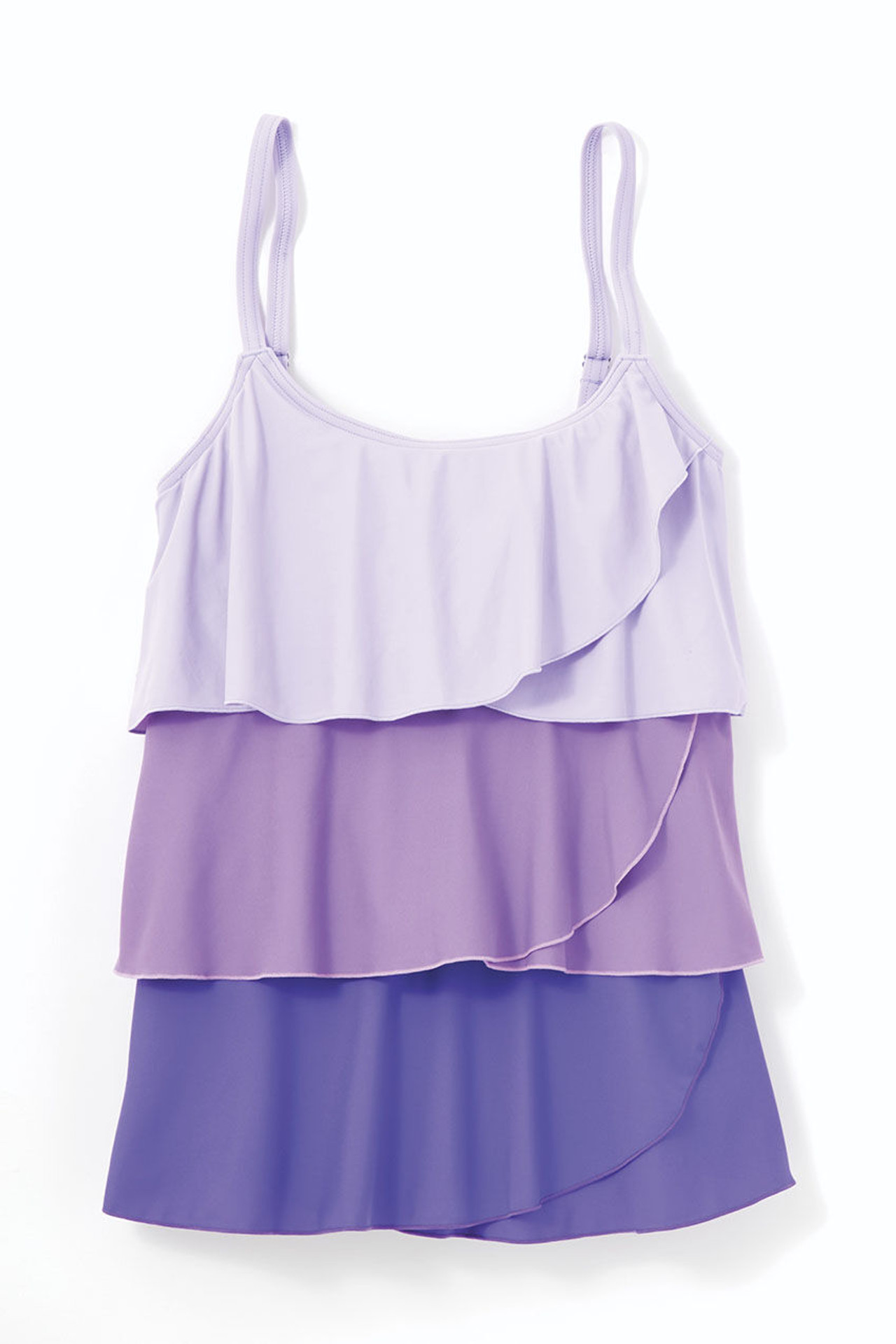 Colorblock Ruffled Tankini Top