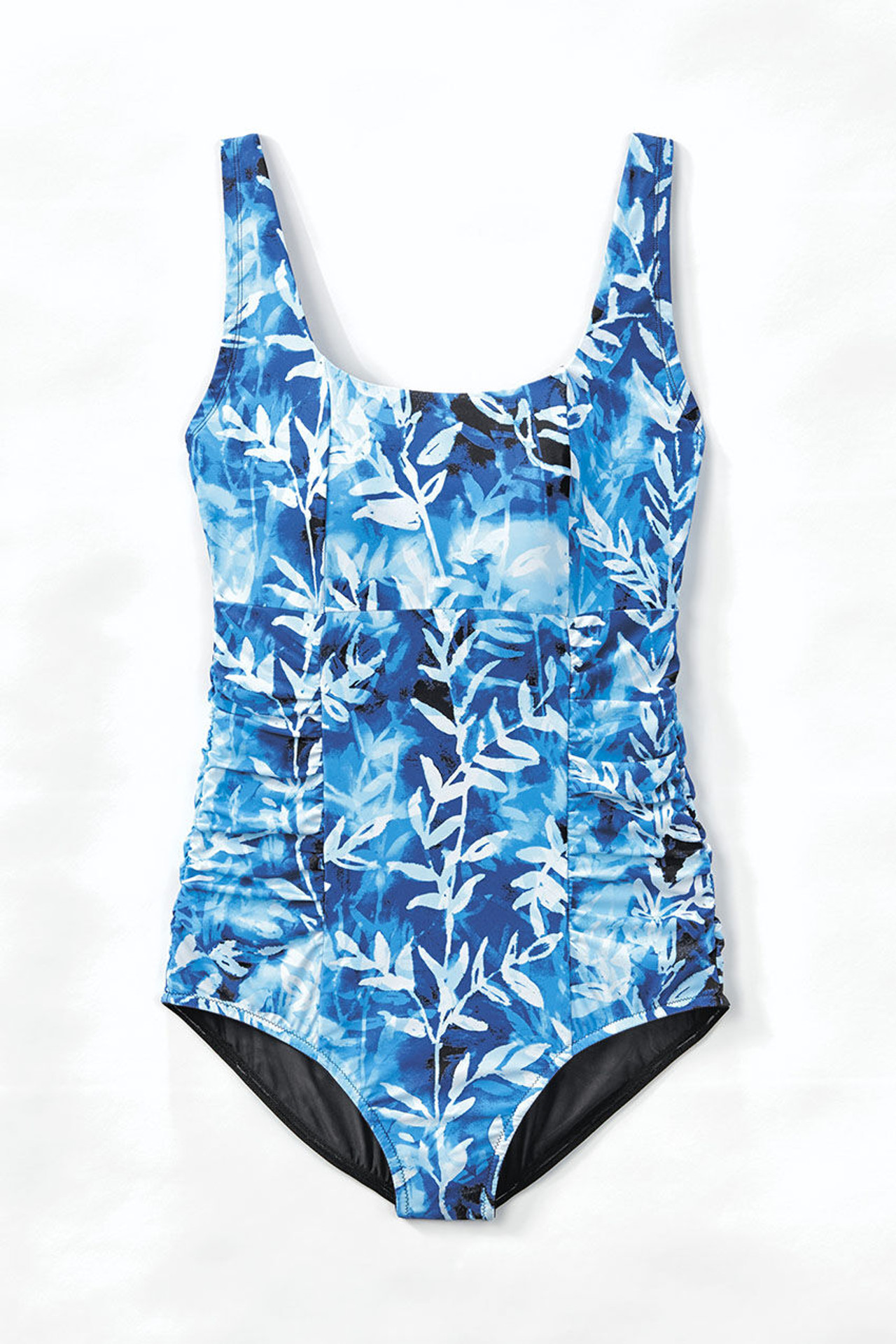 Floral Splash ShapeMe Side-Ruched Scoop Neck Bathing Suit