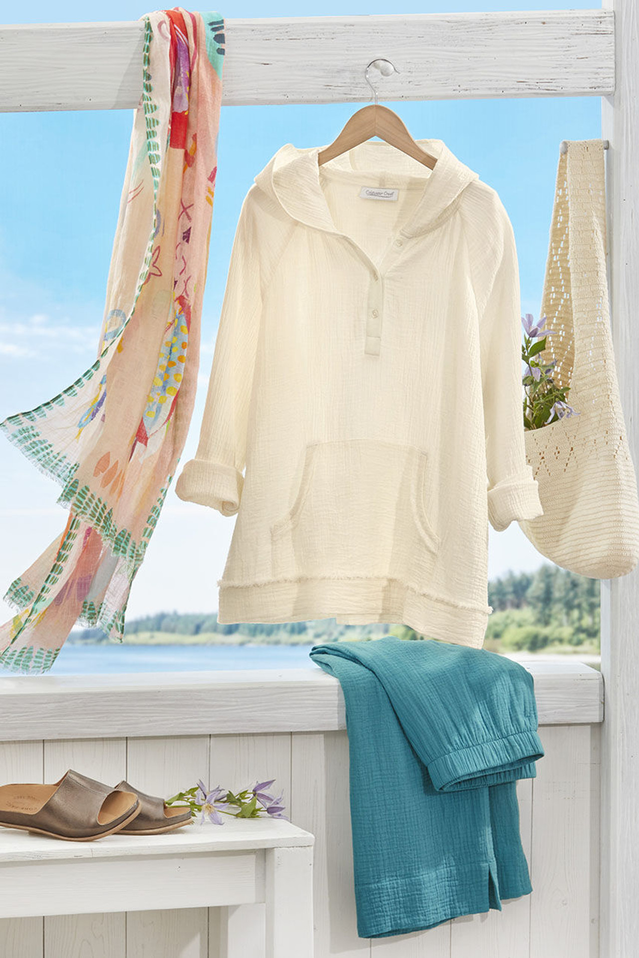 Summer Breeze Hooded Gauze Pullover