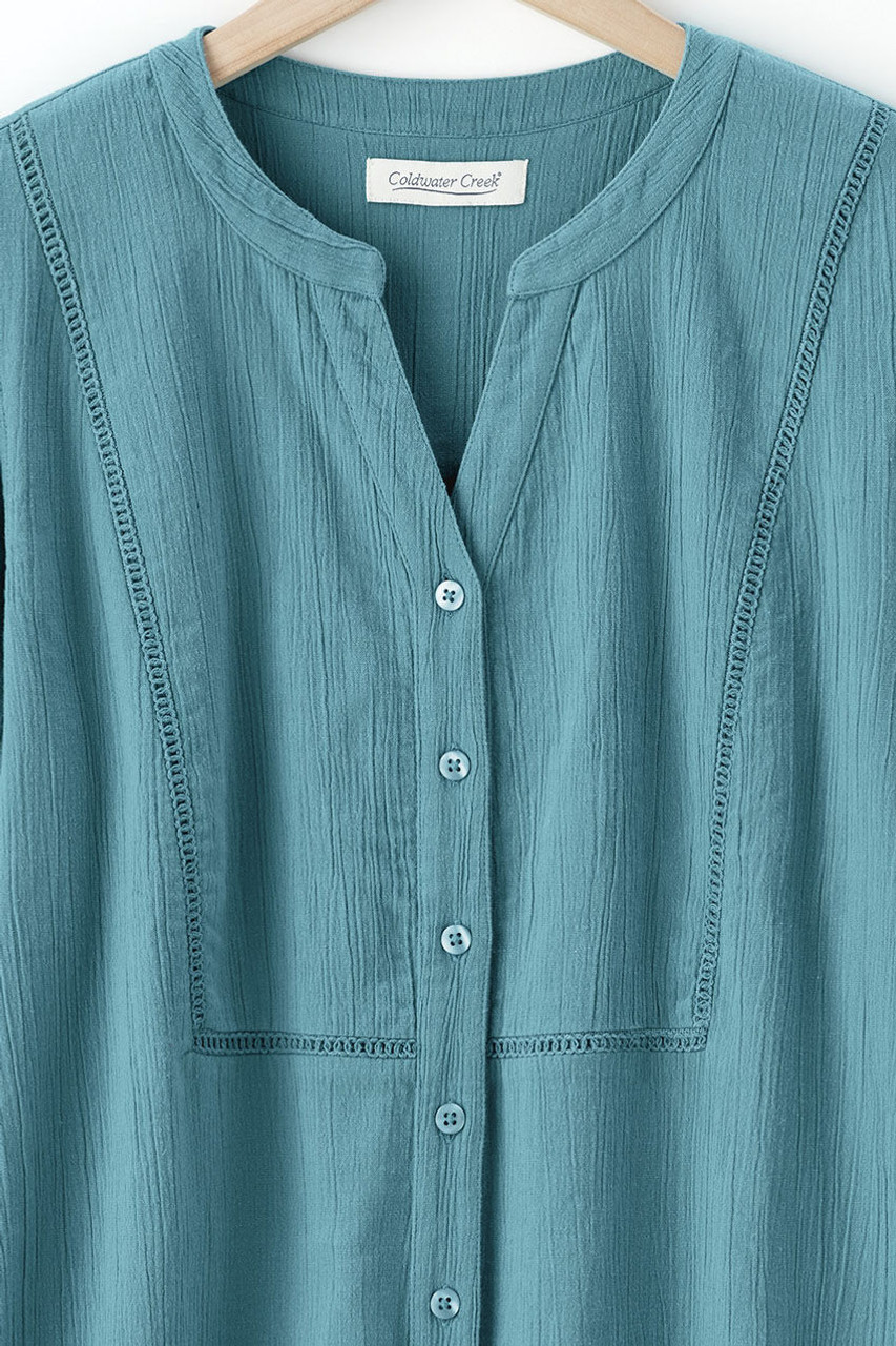 Crinkle Cotton Openwork Big Shirt