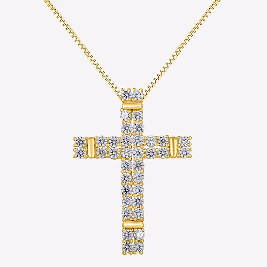 (H-I / I1) Womens 1 CT. T.W. Lab Grown White Diamond 10K Gold Cross Pendant Necklace