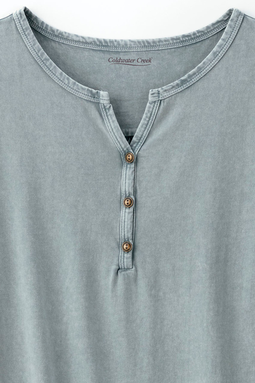 Vintage-Wash Solid Long-Sleeve Henley