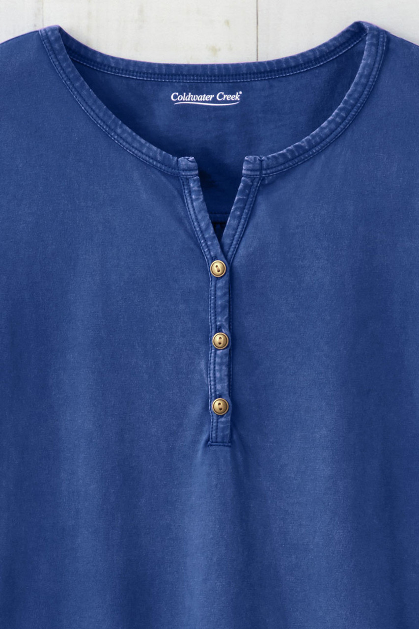 Vintage-Wash Solid Long-Sleeve Henley
