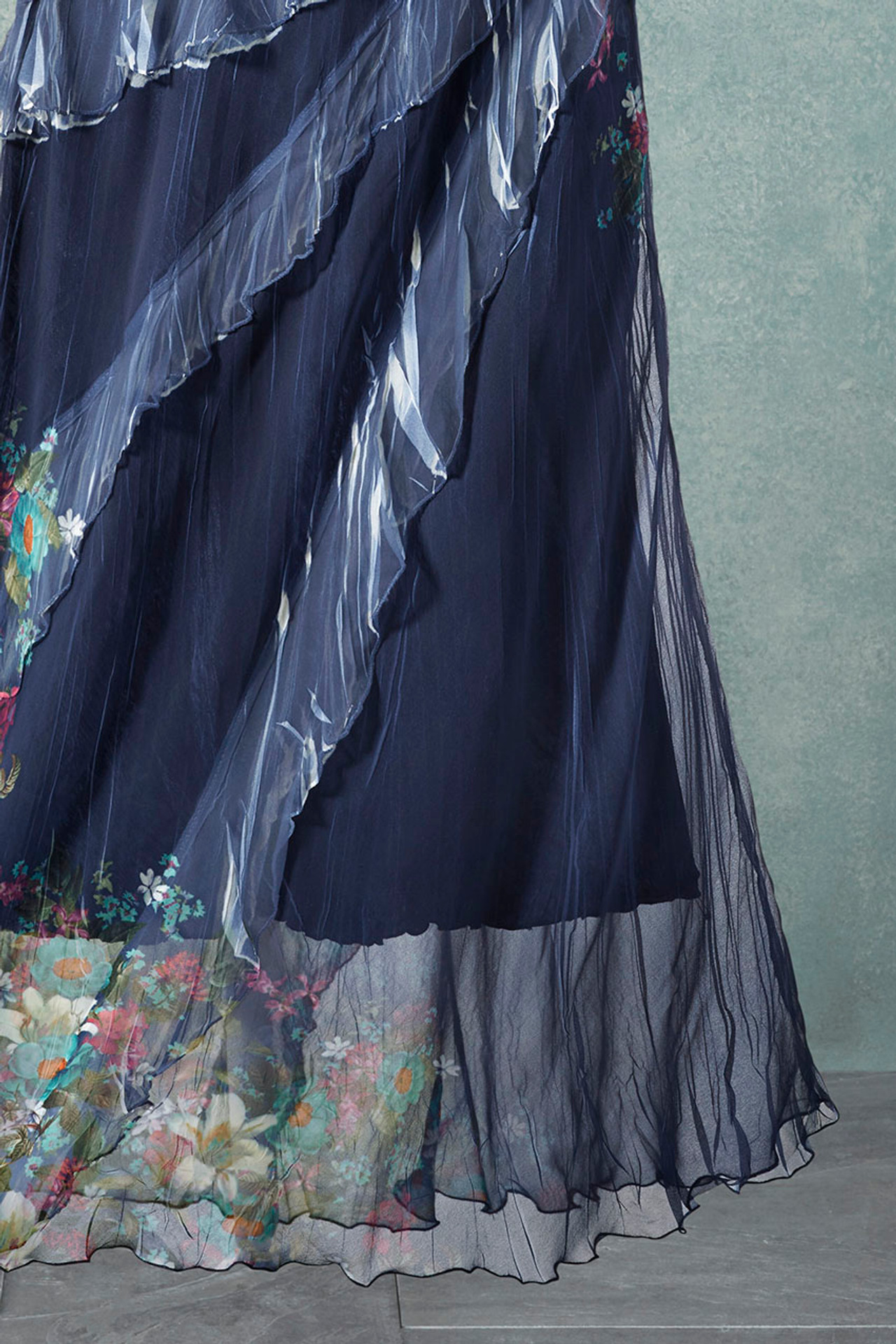 Indigo Meadow Ruffle Dress by Komarov