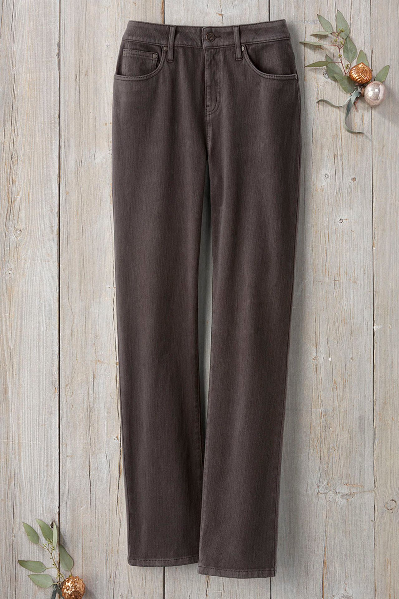 Knit High Rise Straight-Leg Jeans
