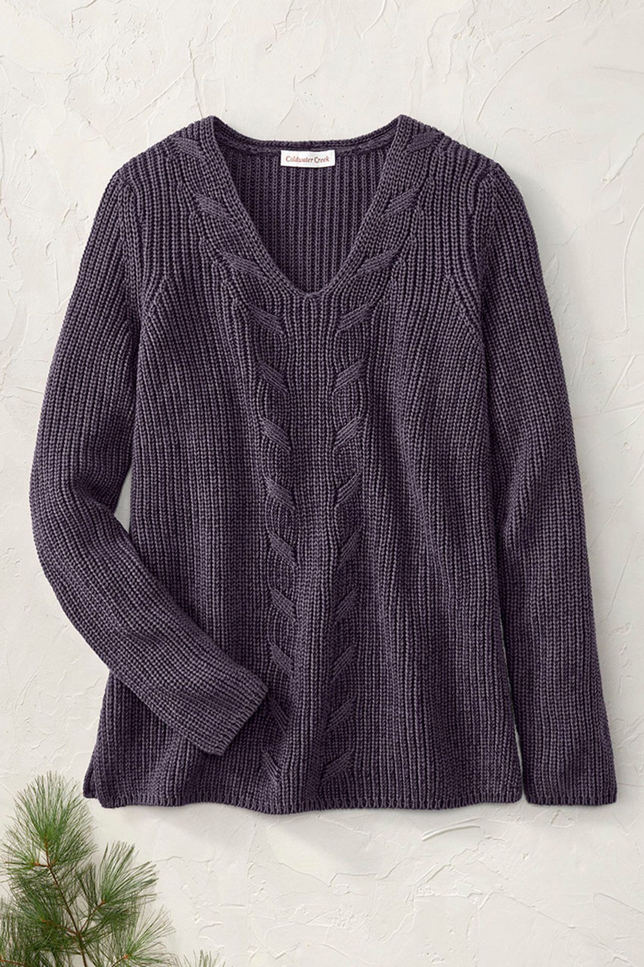 Cabled V-Neck Shaker Sweater