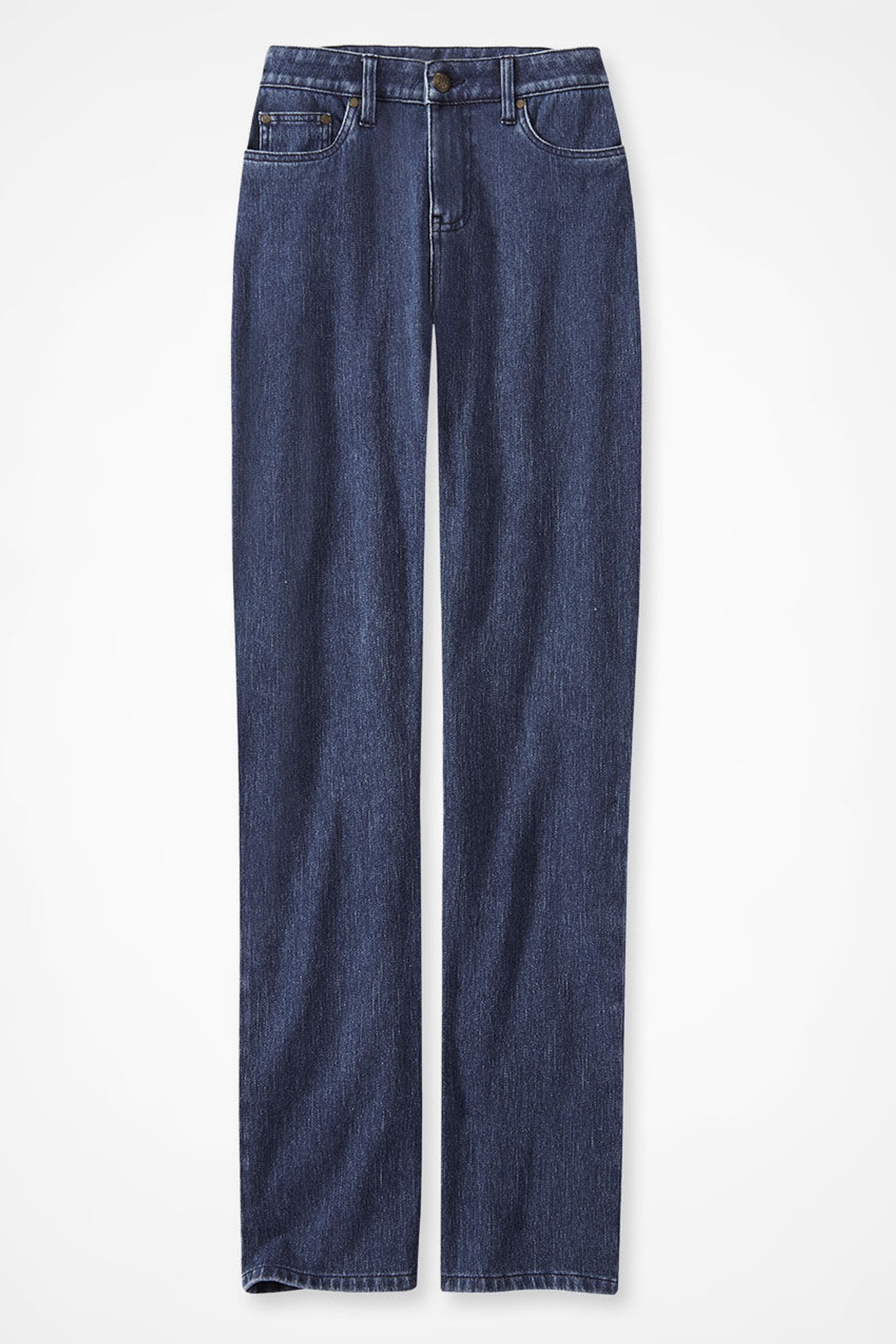 Knit High Rise Straight-Leg Jeans
