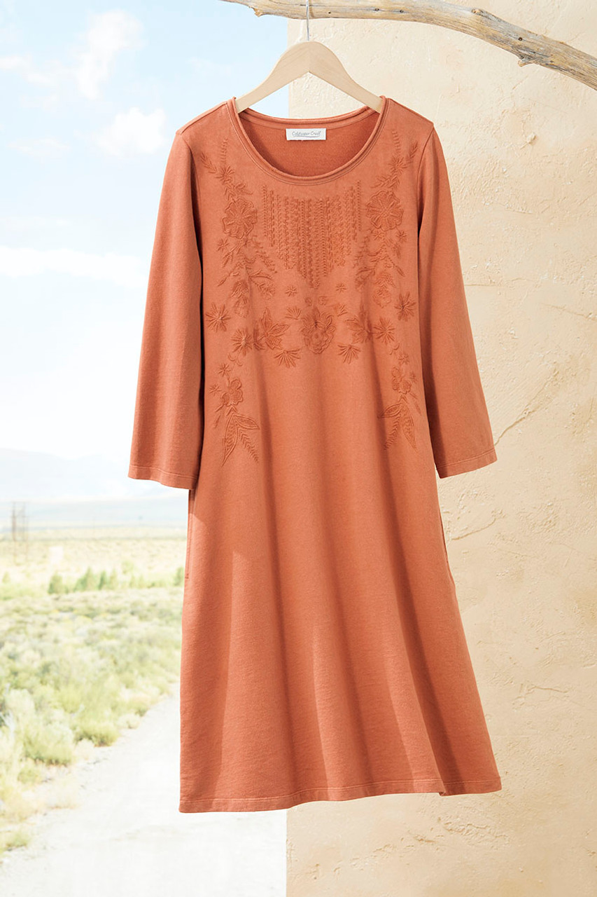 Embroidered French Terry Dress