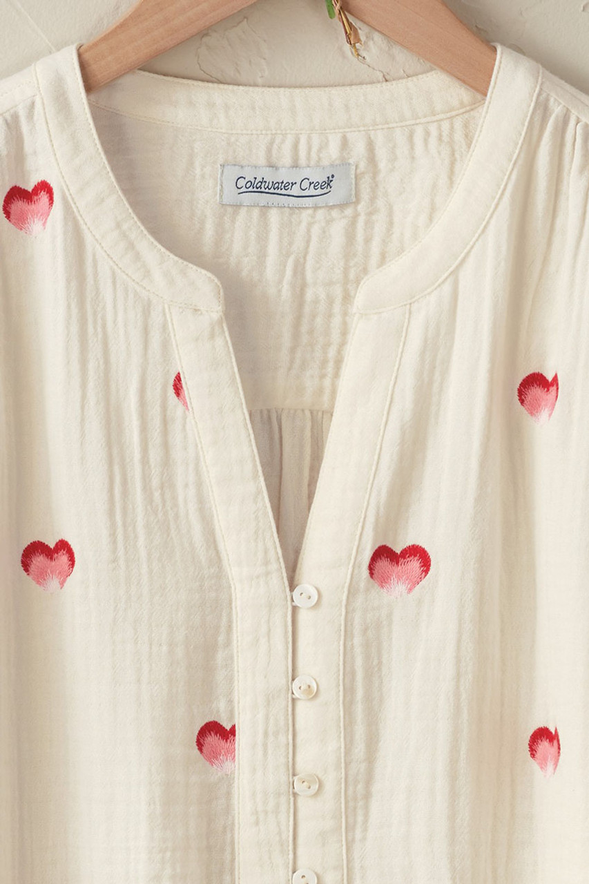 Blushing Hearts Gauze Blouse