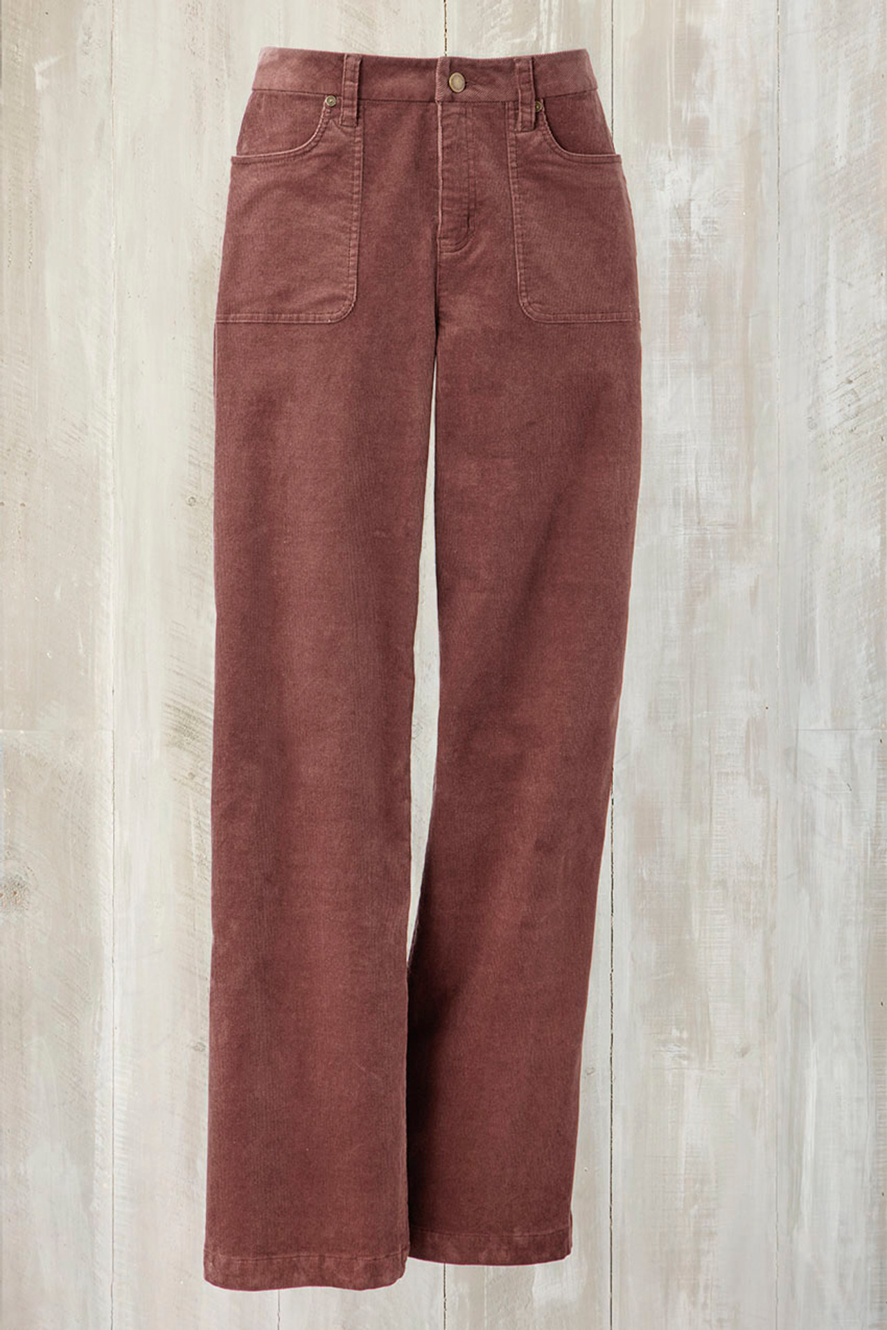 Patch Pocket Wide-Leg Corduroys