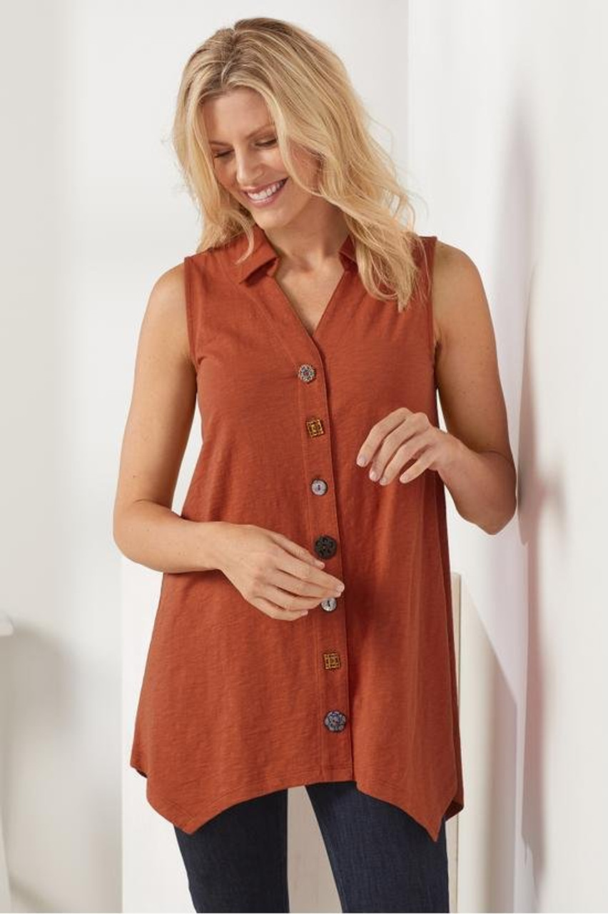 Danielle Button Sleeveless Tunic