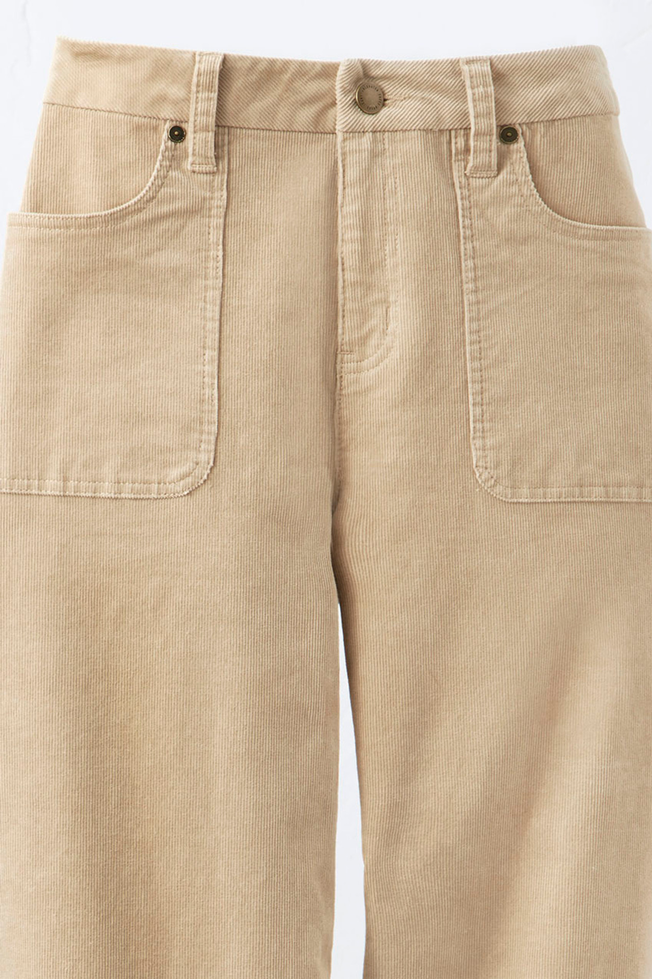 Patch Pocket Wide-Leg Corduroys