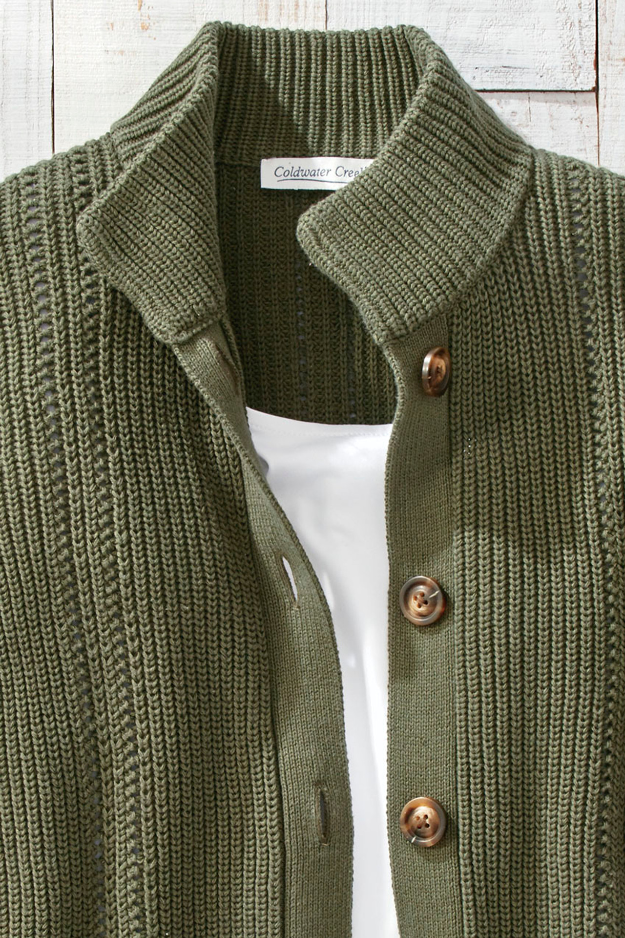 Shaker Detail Button Cardigan