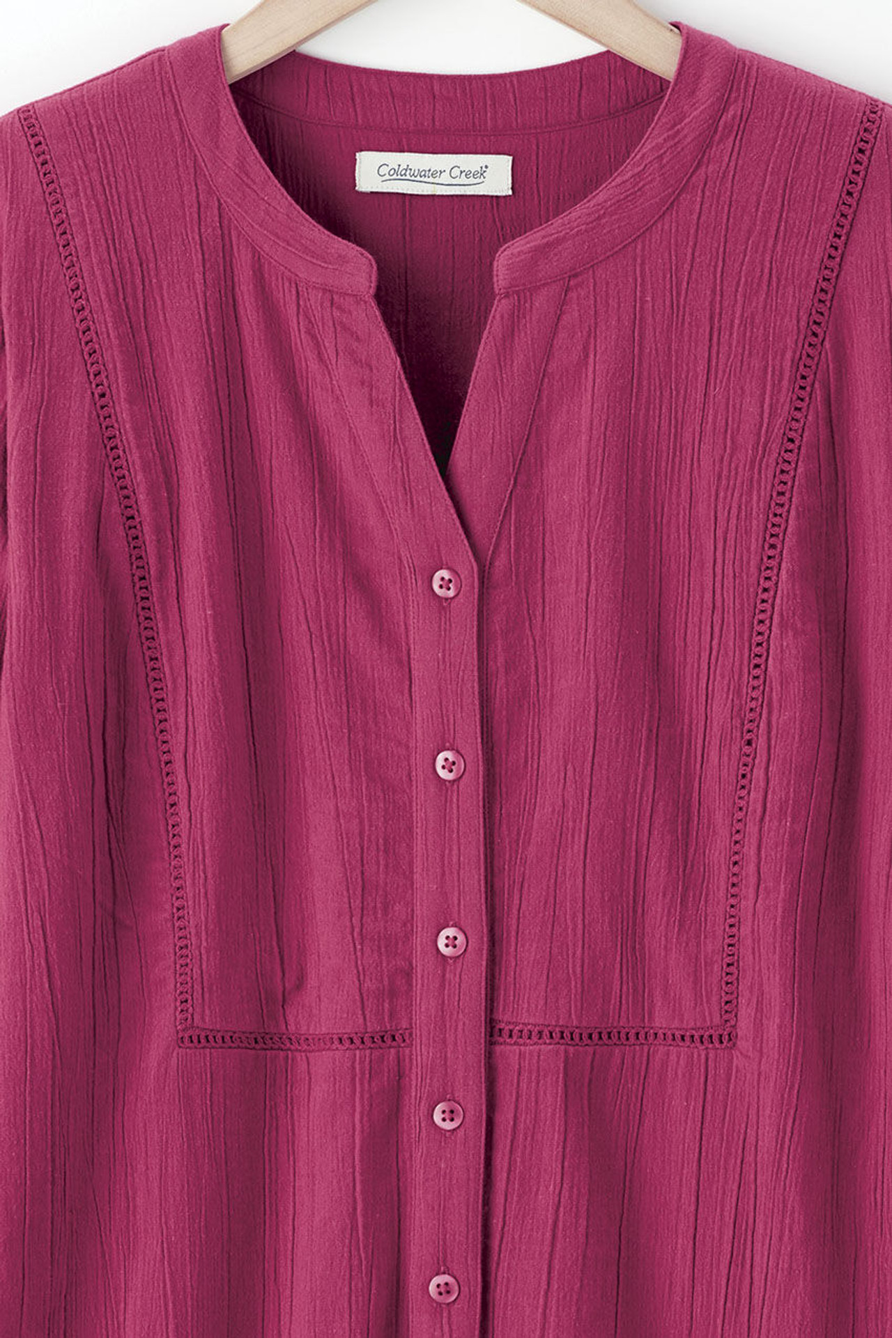 Crinkle Cotton Openwork Big Shirt