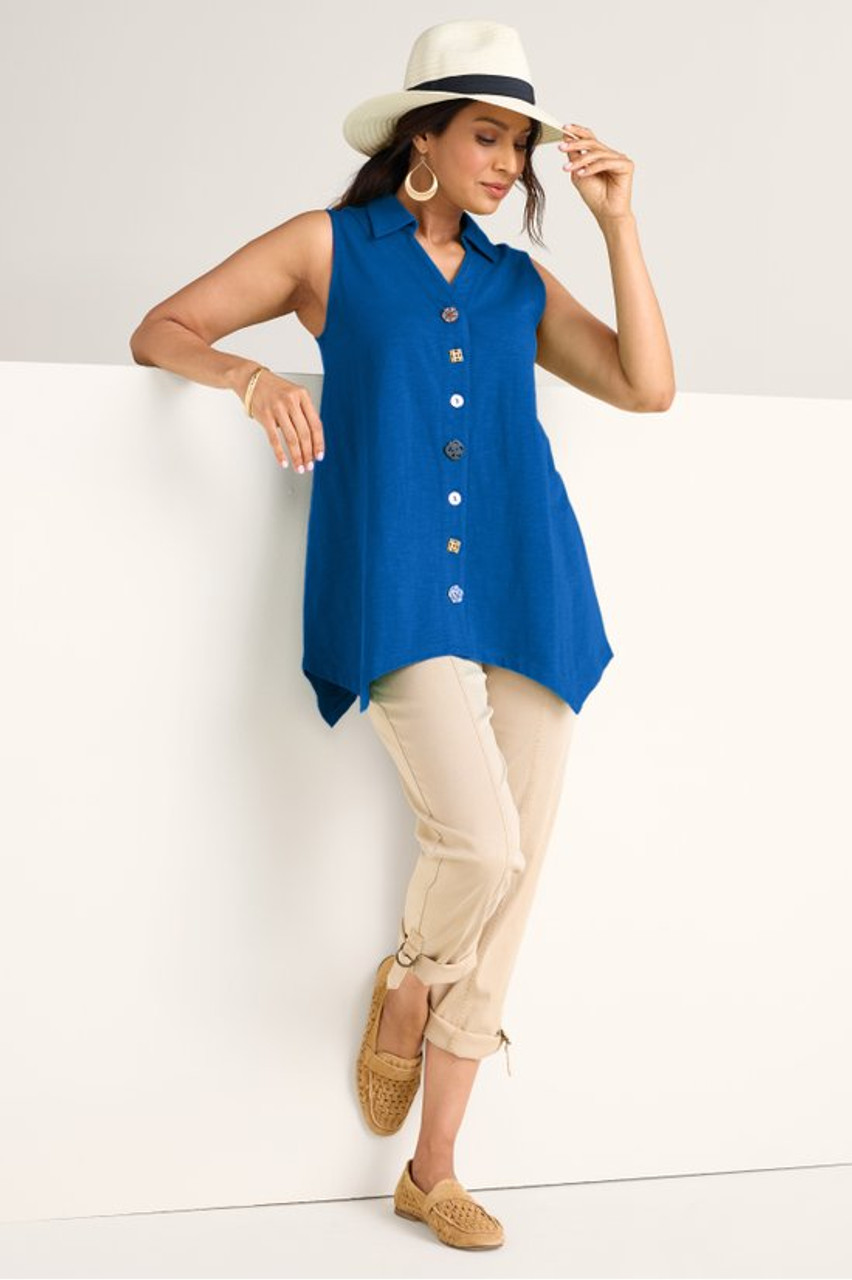 Danielle Button Sleeveless Tunic