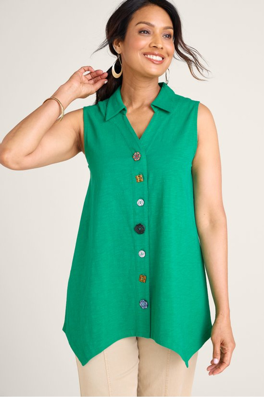 Danielle Button Sleeveless Tunic