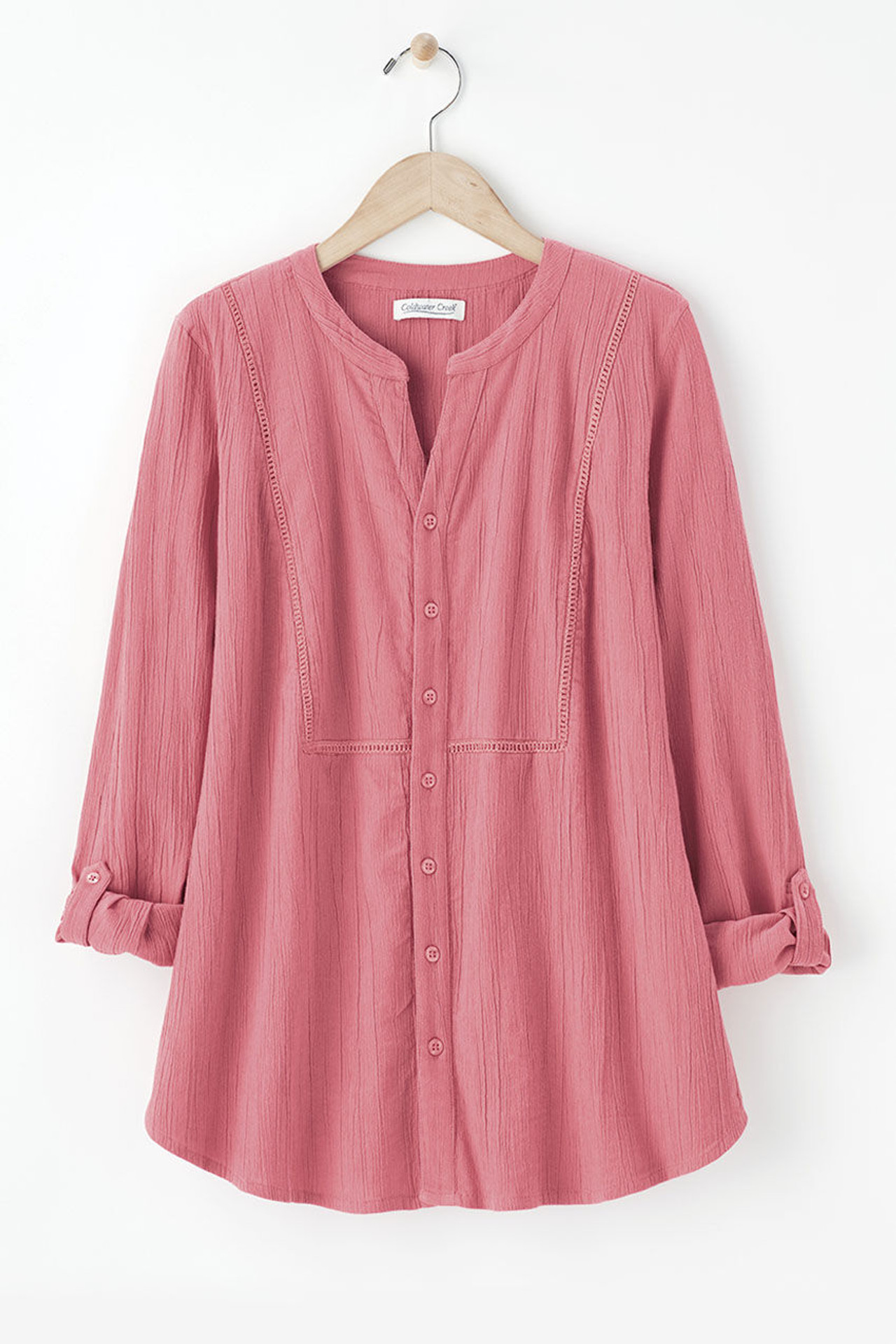 Crinkle Cotton Openwork Big Shirt