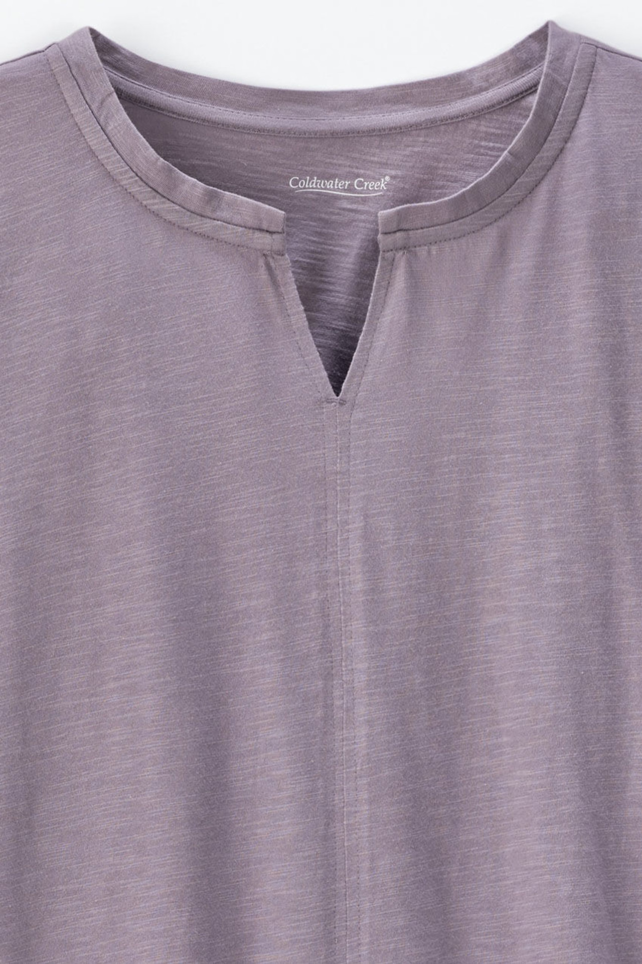Split Neck Cap-Sleeve Slub Tee