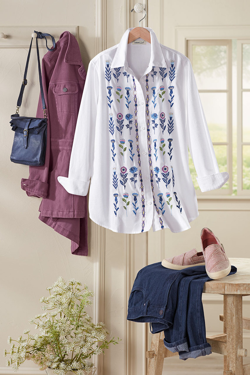 Wild Indigo Embroidered Big Shirt