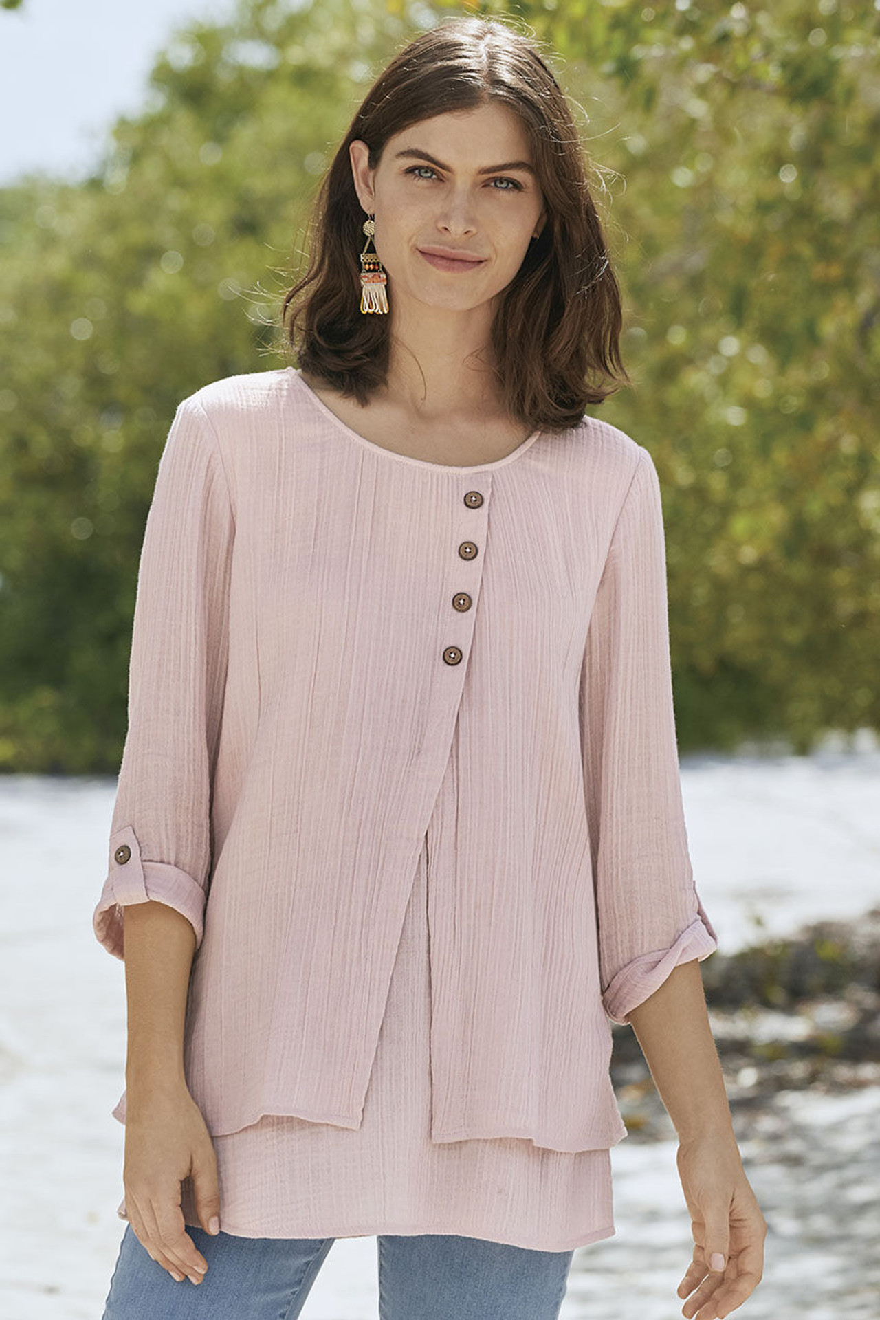 Light as Air Gauze Pullover Tunic Top