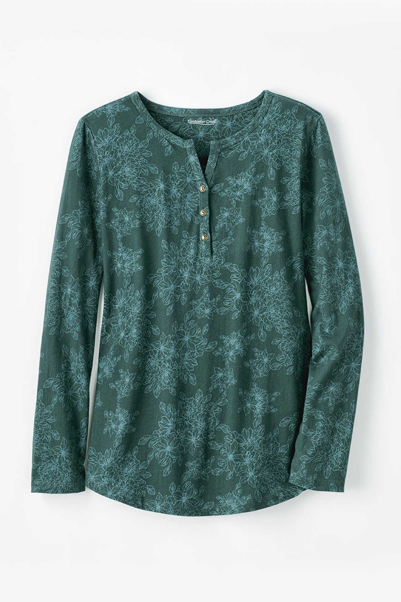 Faded Floral Vintage-Wash Henley