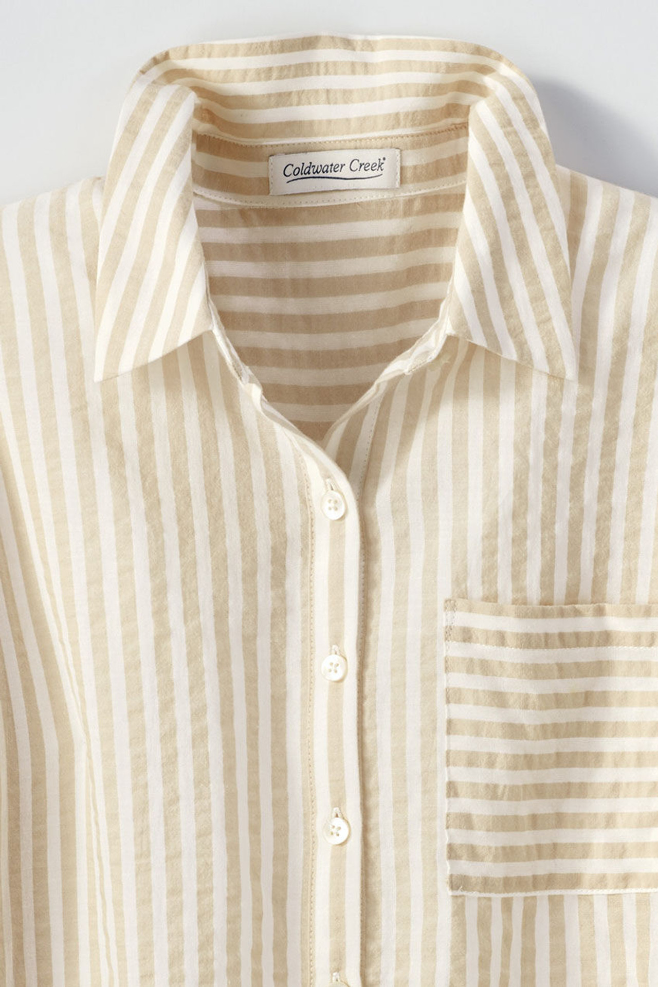 Crinkle Cotton Striped Long-Sleeve Shirt
