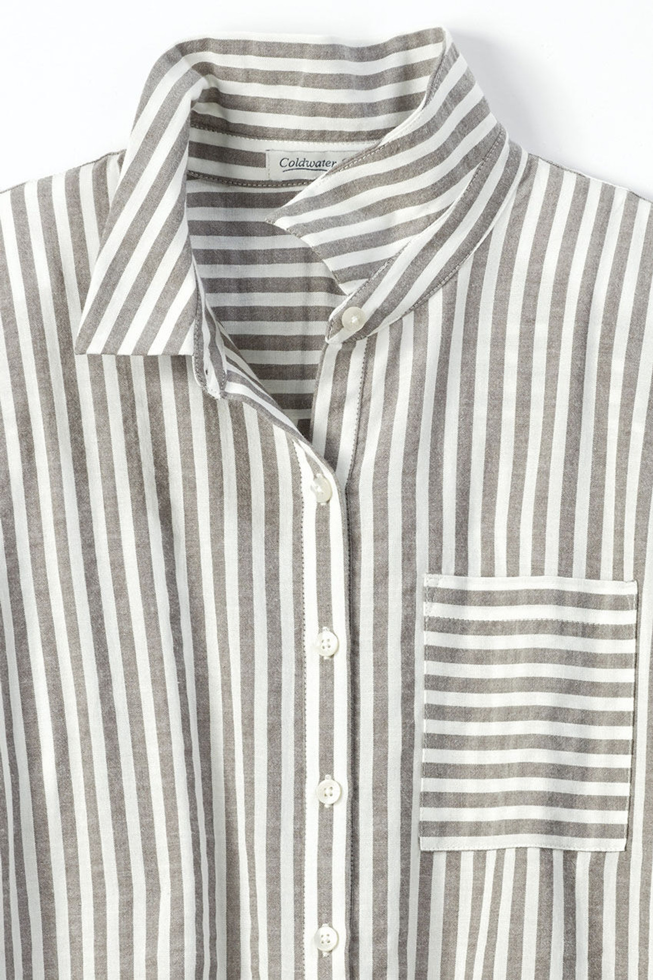Crinkle Cotton Striped Long-Sleeve Shirt