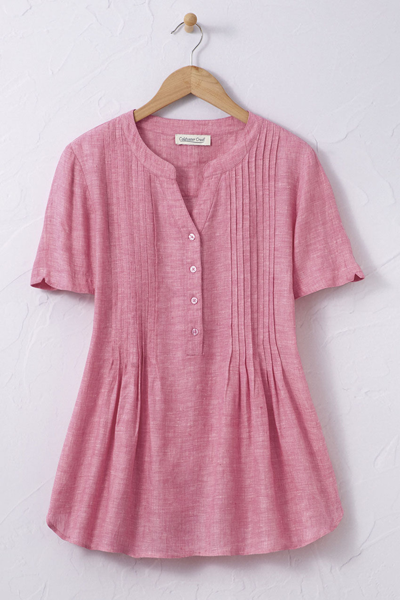 S/S Linen Tuck & Release Blouse