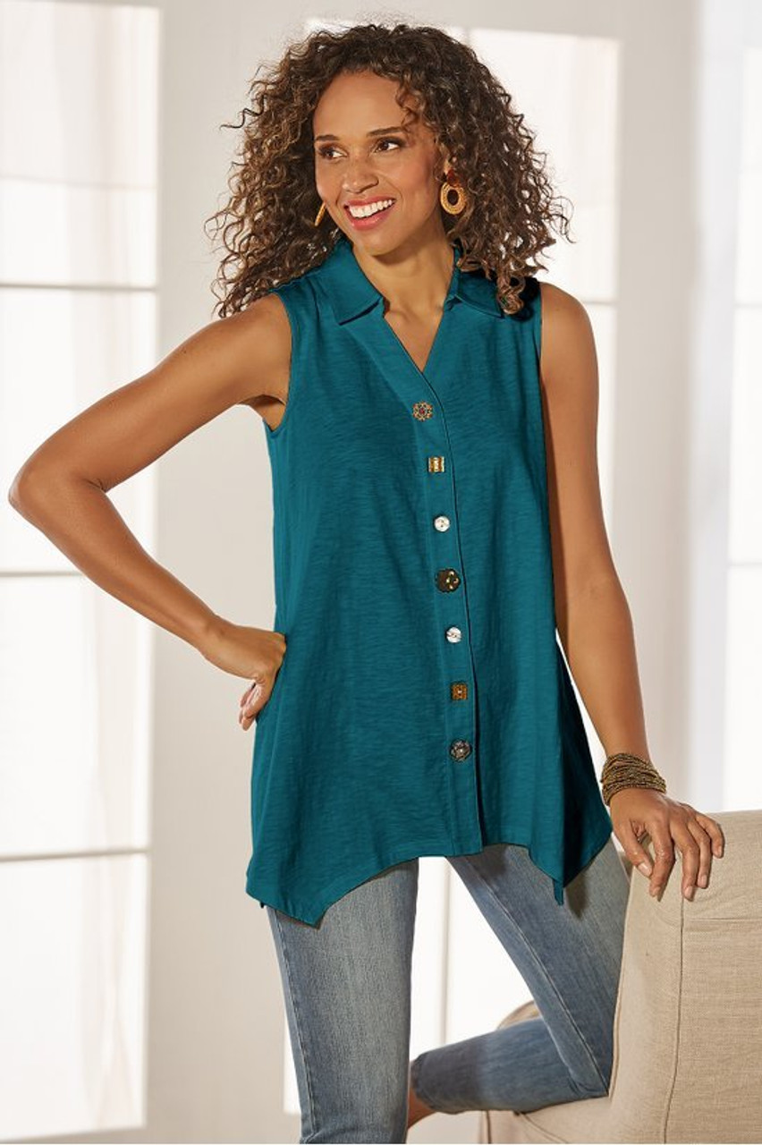 Danielle Button Sleeveless Tunic