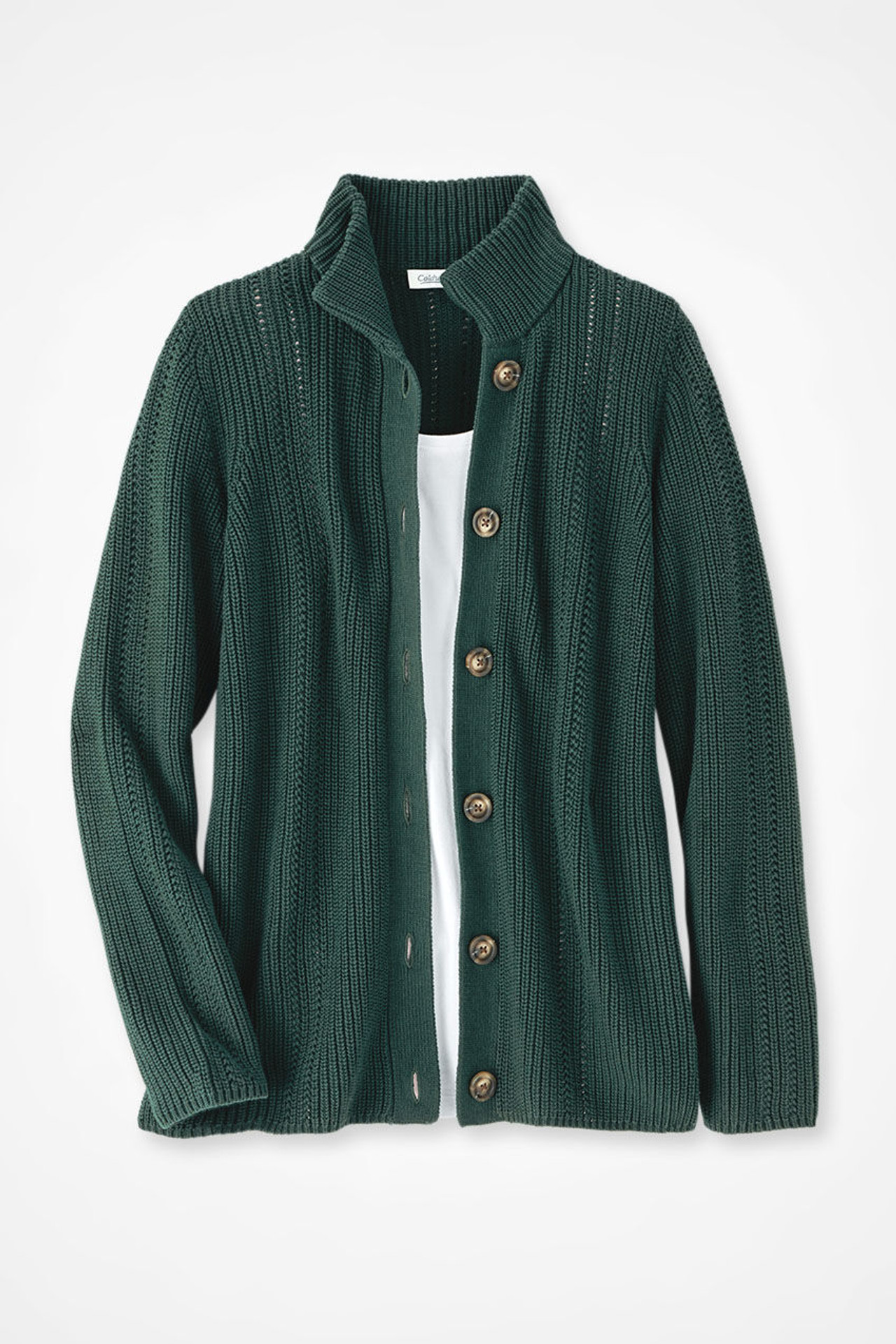 Shaker Detail Button Cardigan