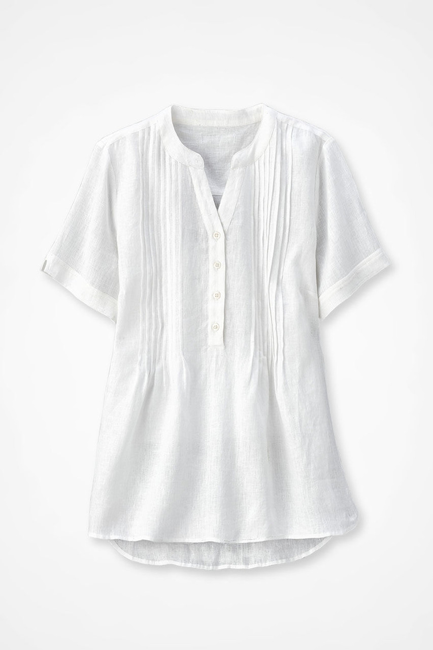 Linen Tuck-and-Release Blouse