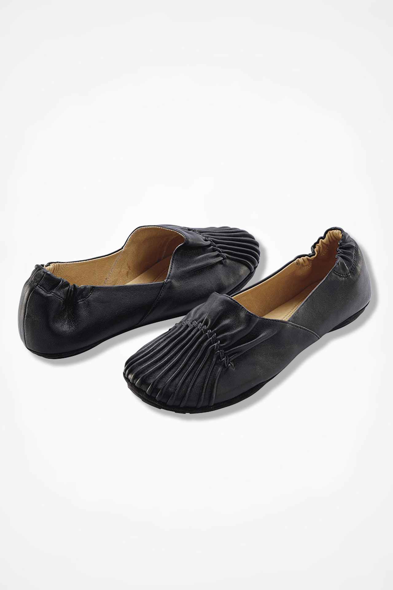 Pintuck Leather Flats