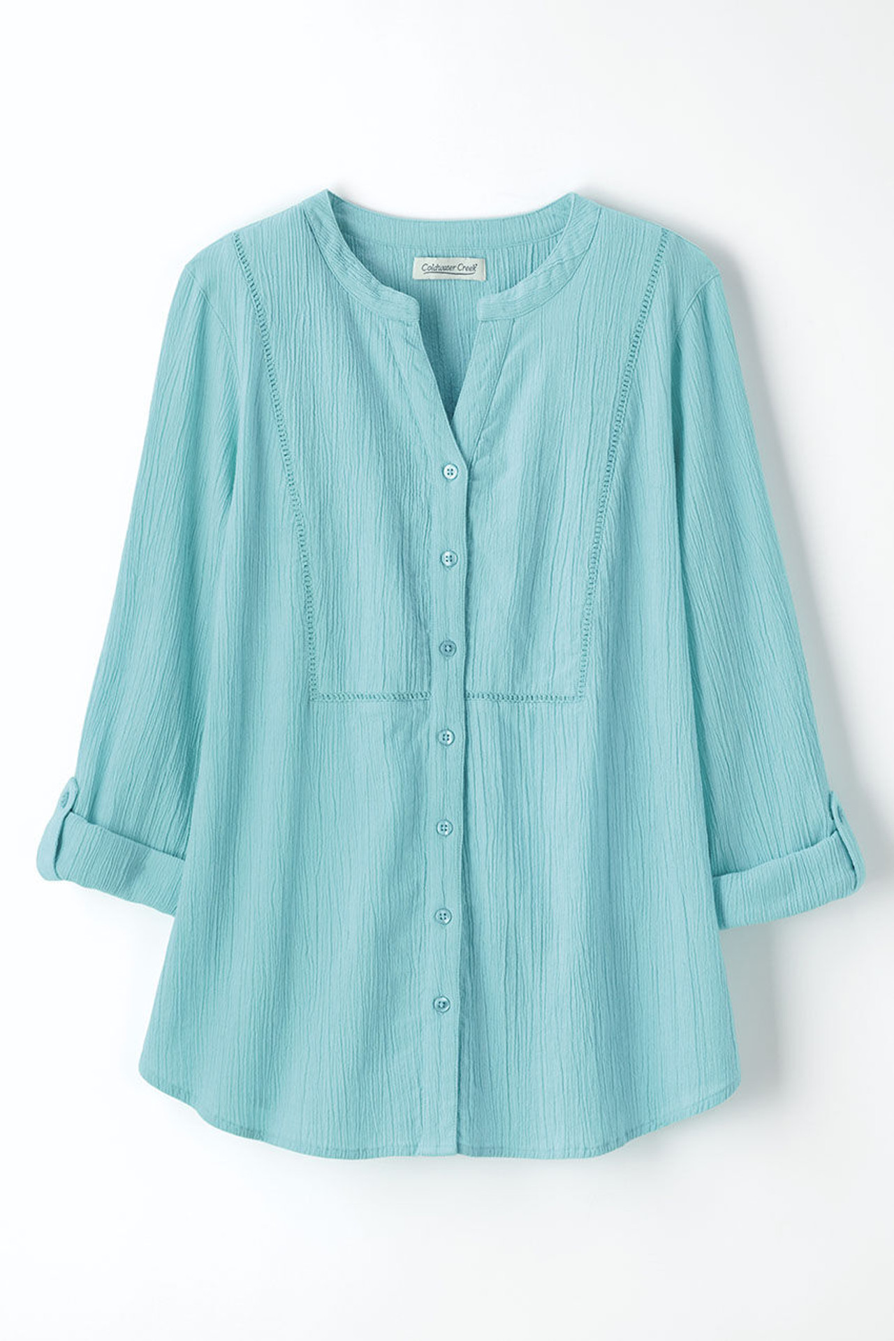Crinkle Cotton Openwork Big Shirt