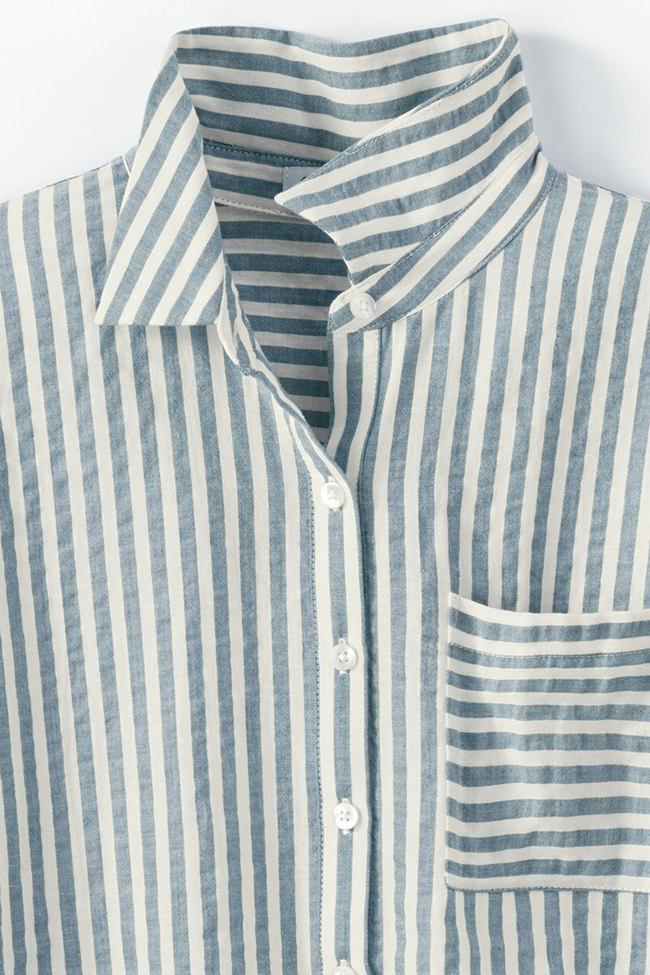 Crinkle Cotton Striped Long-Sleeve Shirt