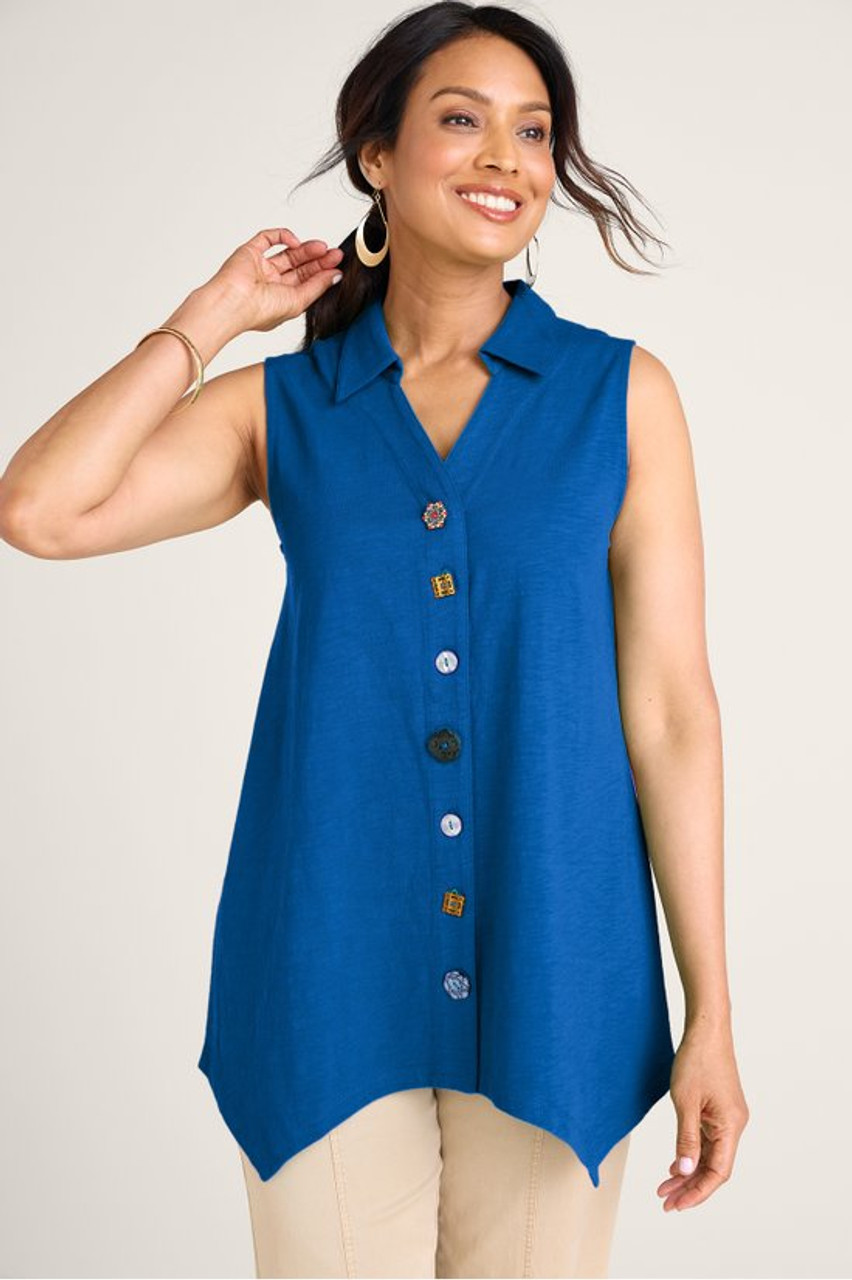 Danielle Button Sleeveless Tunic