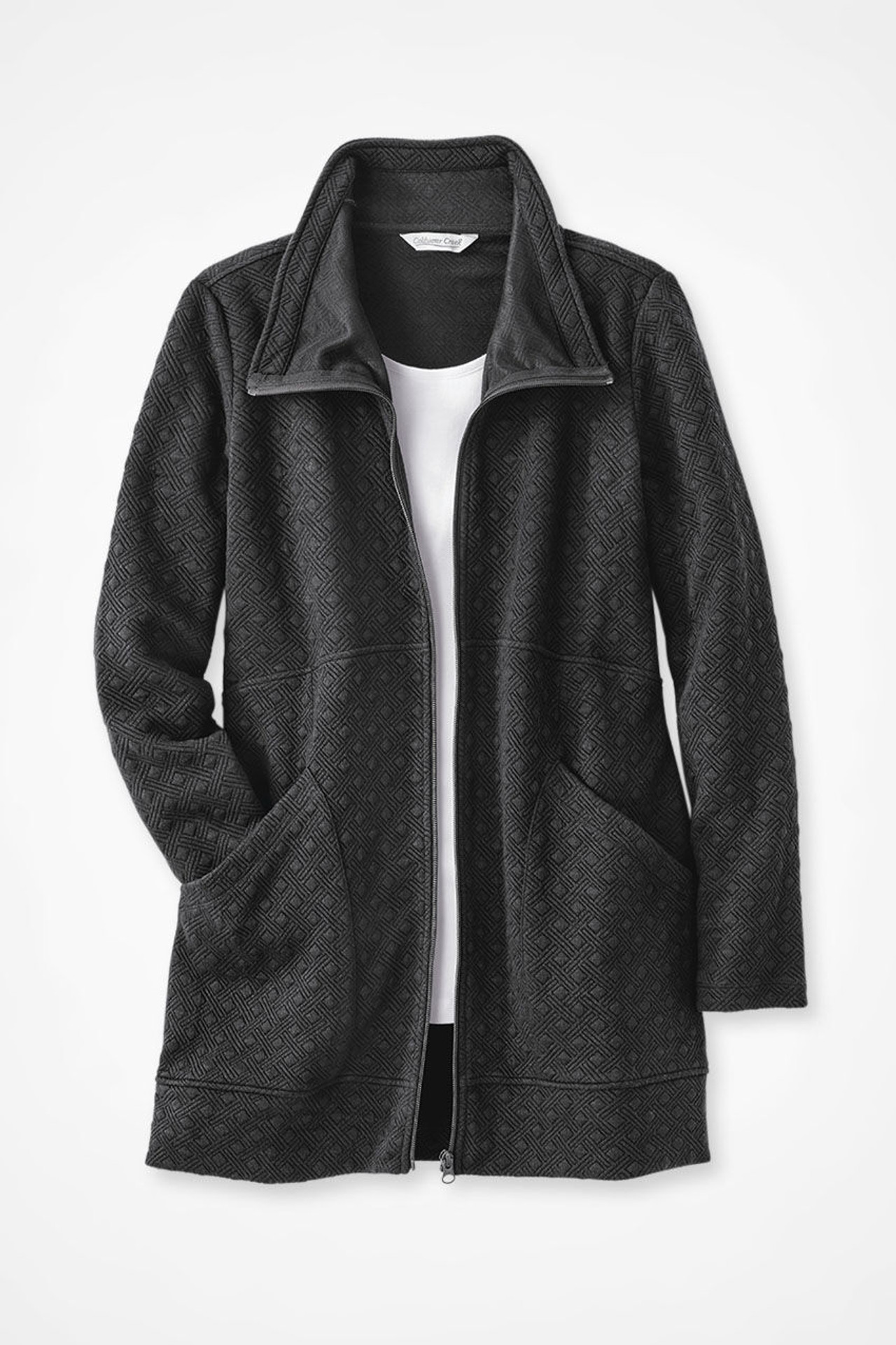 Textured Jacquard Zip Jacket
