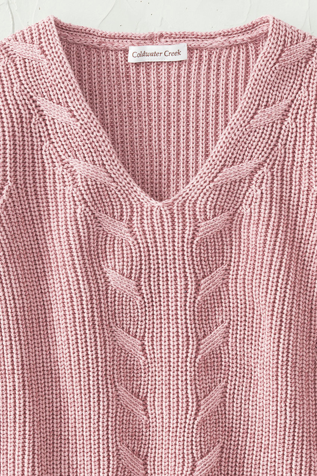 Cabled V-Neck Shaker Sweater