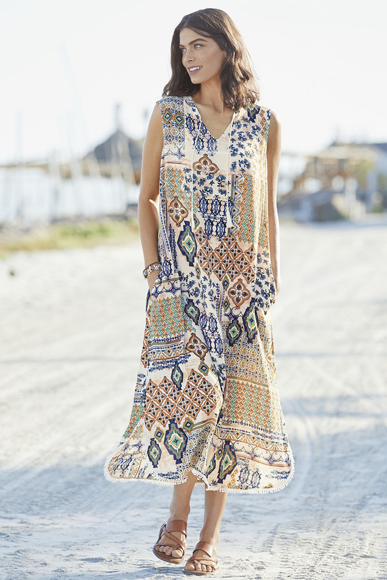 Patchwork Journeys Border Print Dress