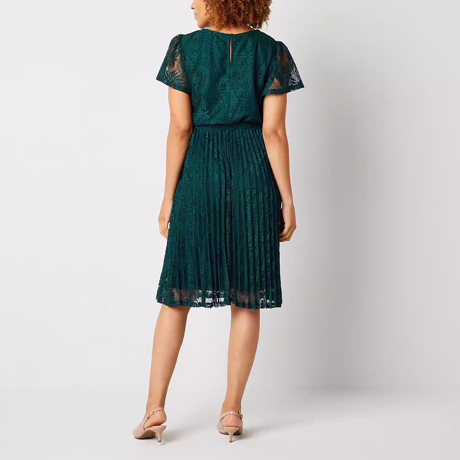 Studio 1 Short Sleeve Lace Fit + Flare Dress